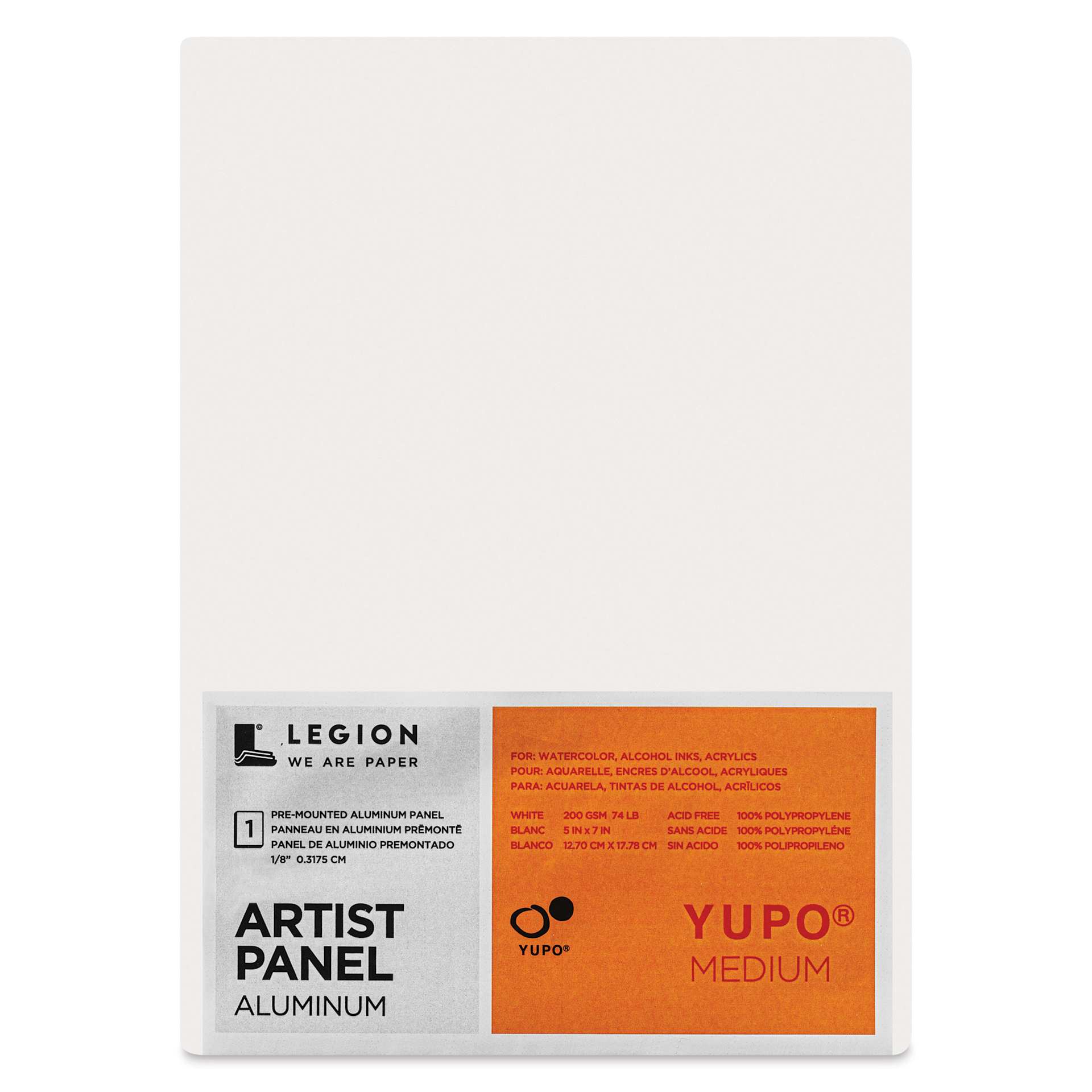 Legion Yupo Aluminum Artist Panel - 5" x 7", 1/8", front of packaging Legion Yupo Aluminum Artist Panel - 5" x 7", 1/8", front of packaging