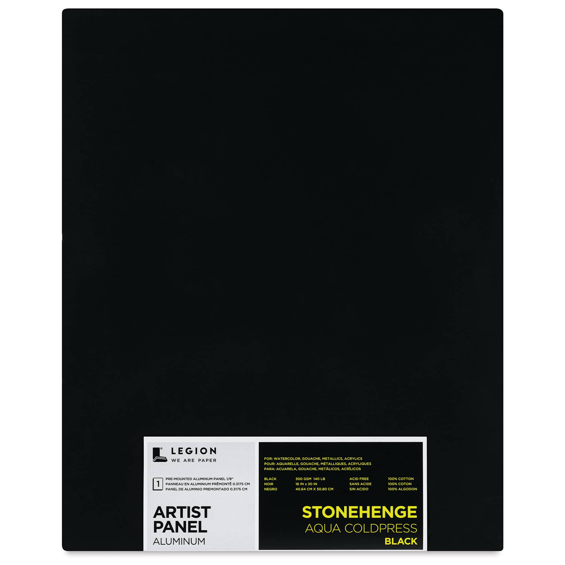 Legion Stonehenge Aqua Aluminum Black Panel - 16" x 20", front of packaging Legion Stonehenge Aqua Aluminum Black Panel - 16" x 20", front of packaging