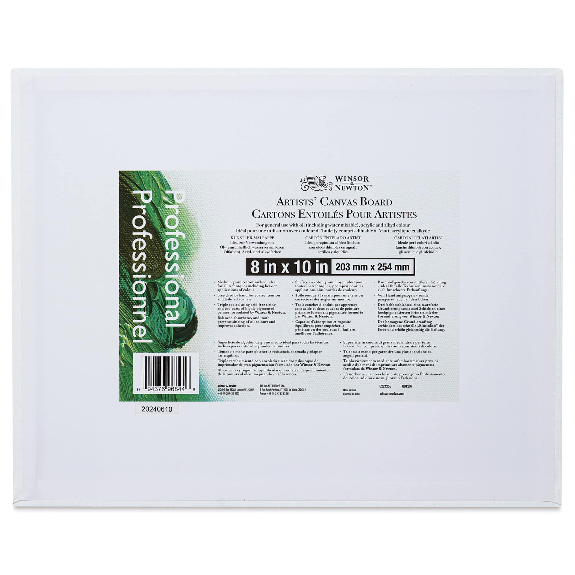 Winsor & Newton Professional Artists’ Canvas Board - 8" x 10" back