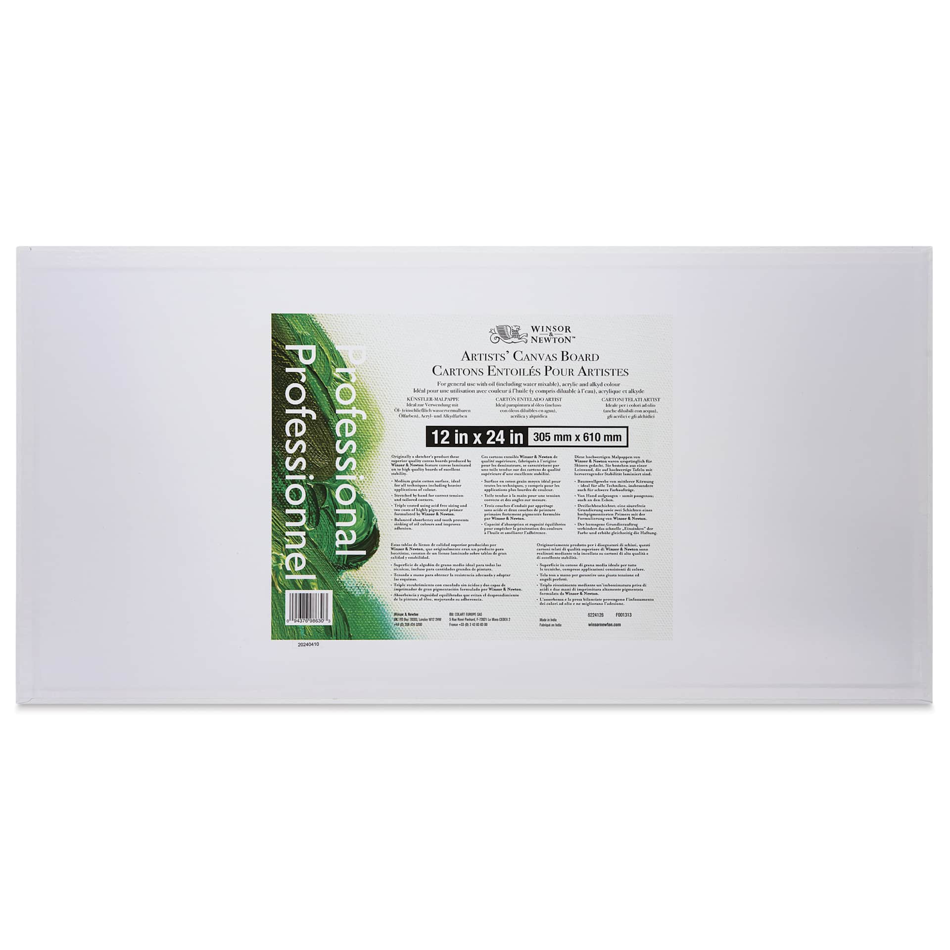 Winsor & Newton Professional Artists’ Canvas Board - 12" x 24" back