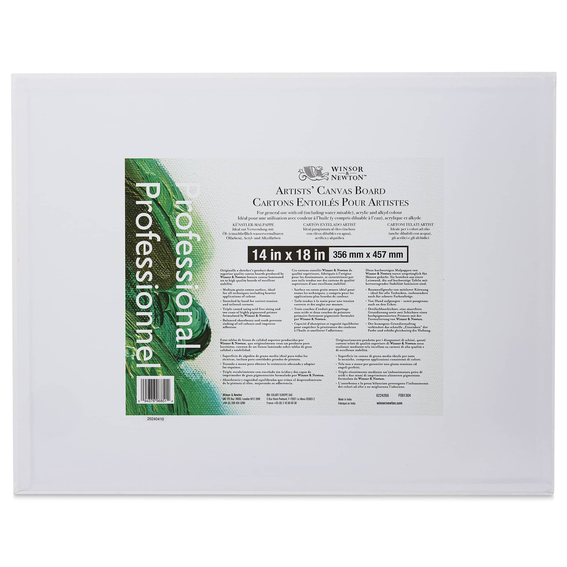 Winsor & Newton Professional Artists’ Canvas Board - 14" x 18" back