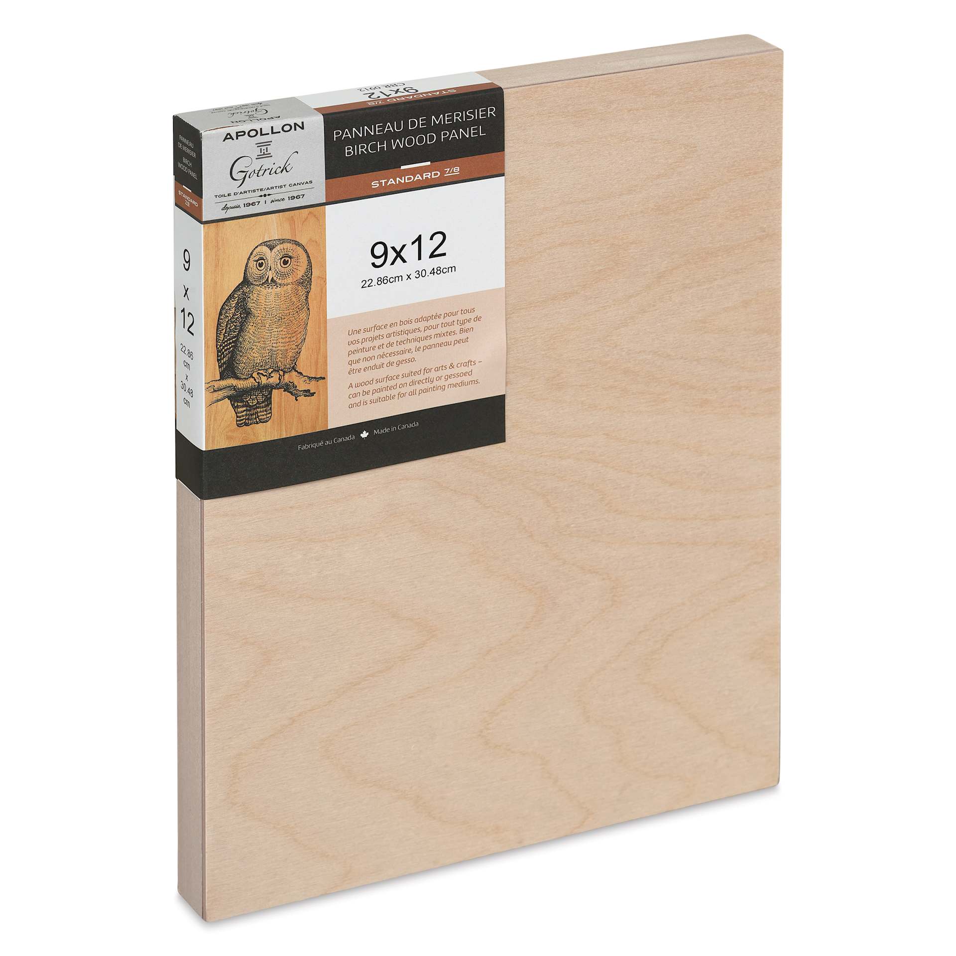 Apollon Gotrick Cradled Wood Panel - 9" x 12", 1" Profile