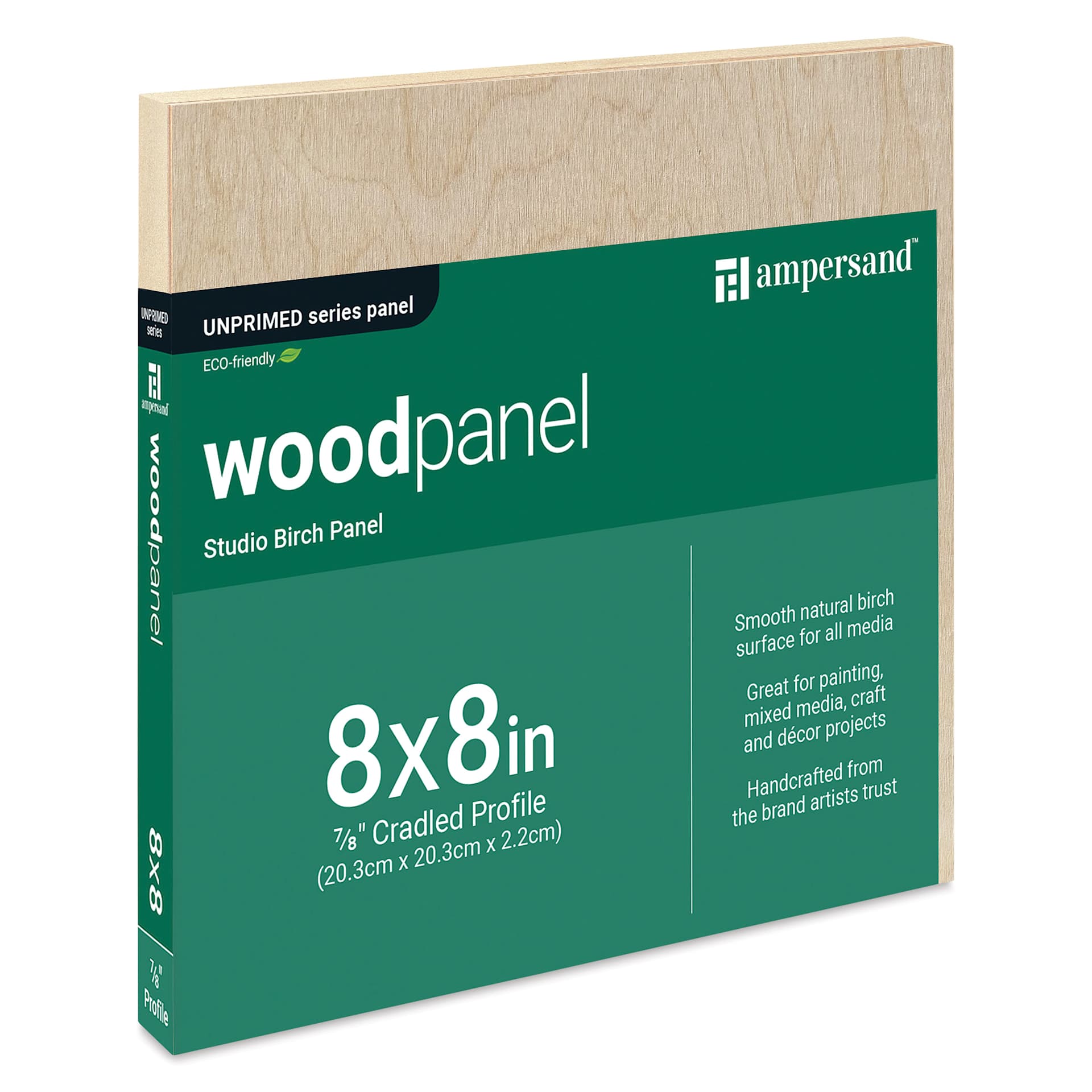 Ampersand Woodpanel - 8" x 8", 7/8 Cradle