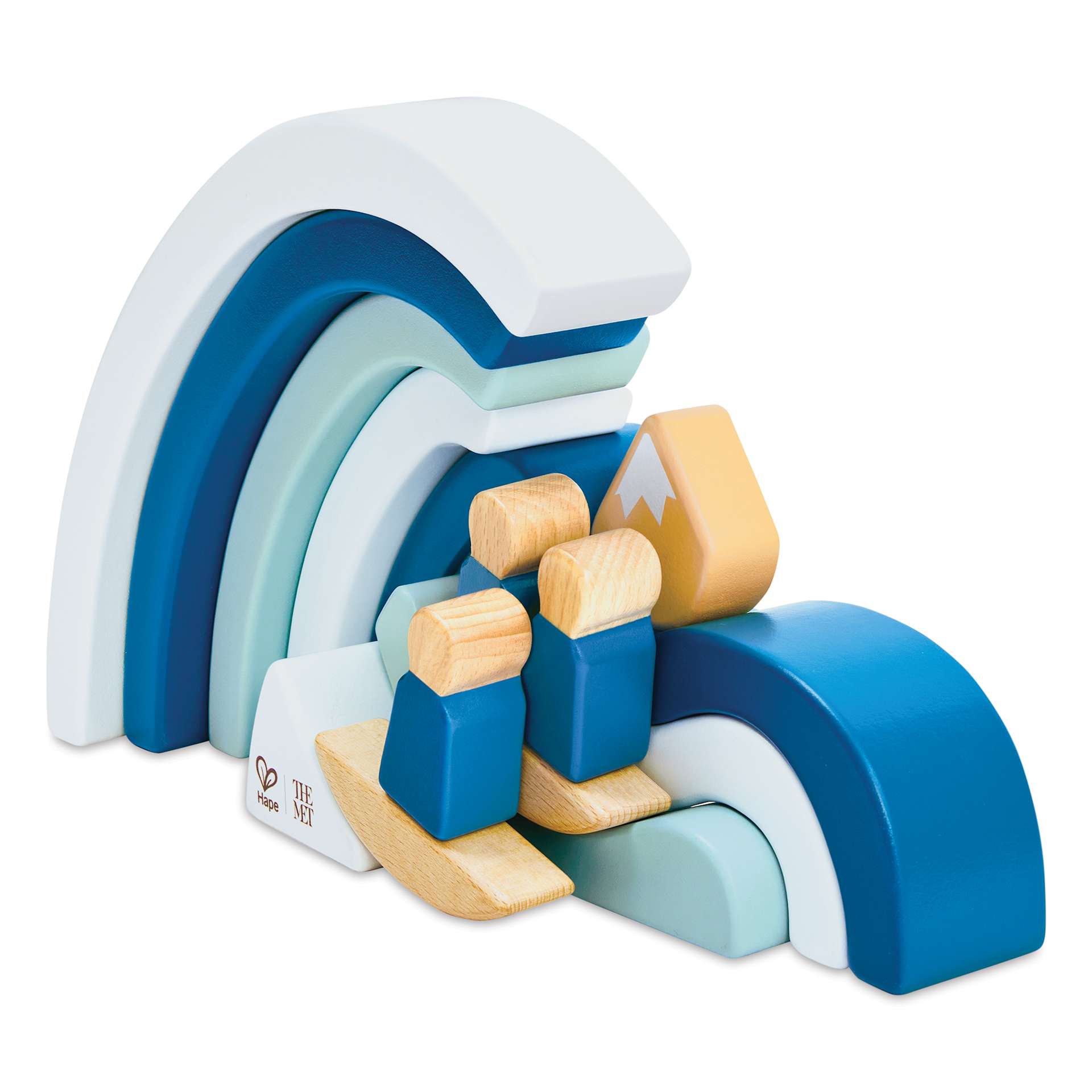 Hape x The Met Hokusai Great Wave Building Block Set, assembled, front of blocks
