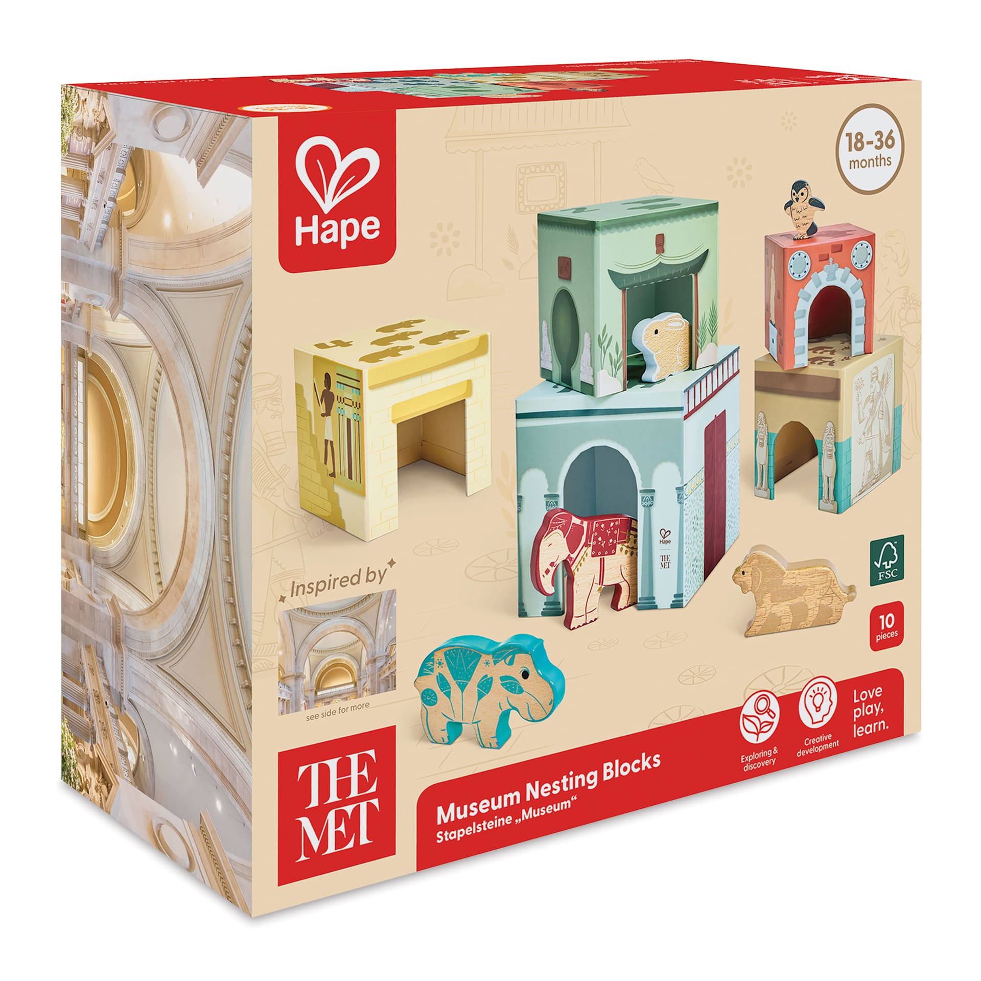 Hape x The Met Museum Nesting & Stacking Block Set, packaging