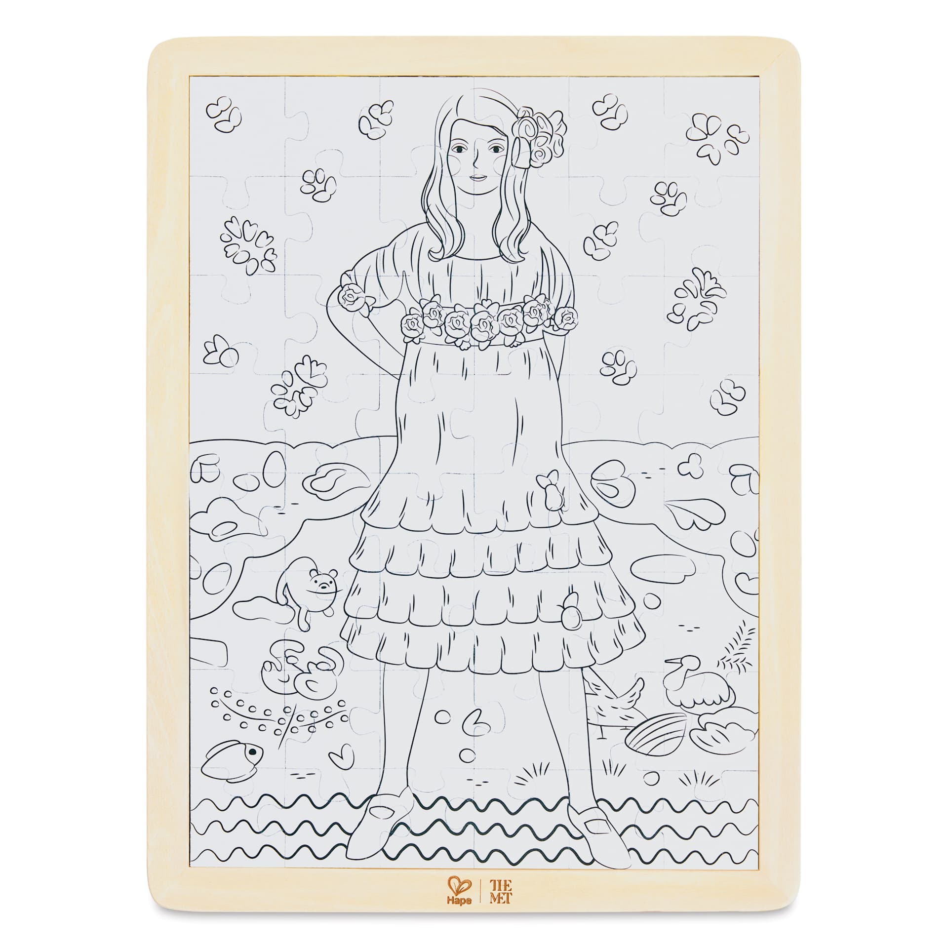 Hape x The Met Klimt Mäda Primavesi Wooden Frame Puzzle - 48 Pieces, frame