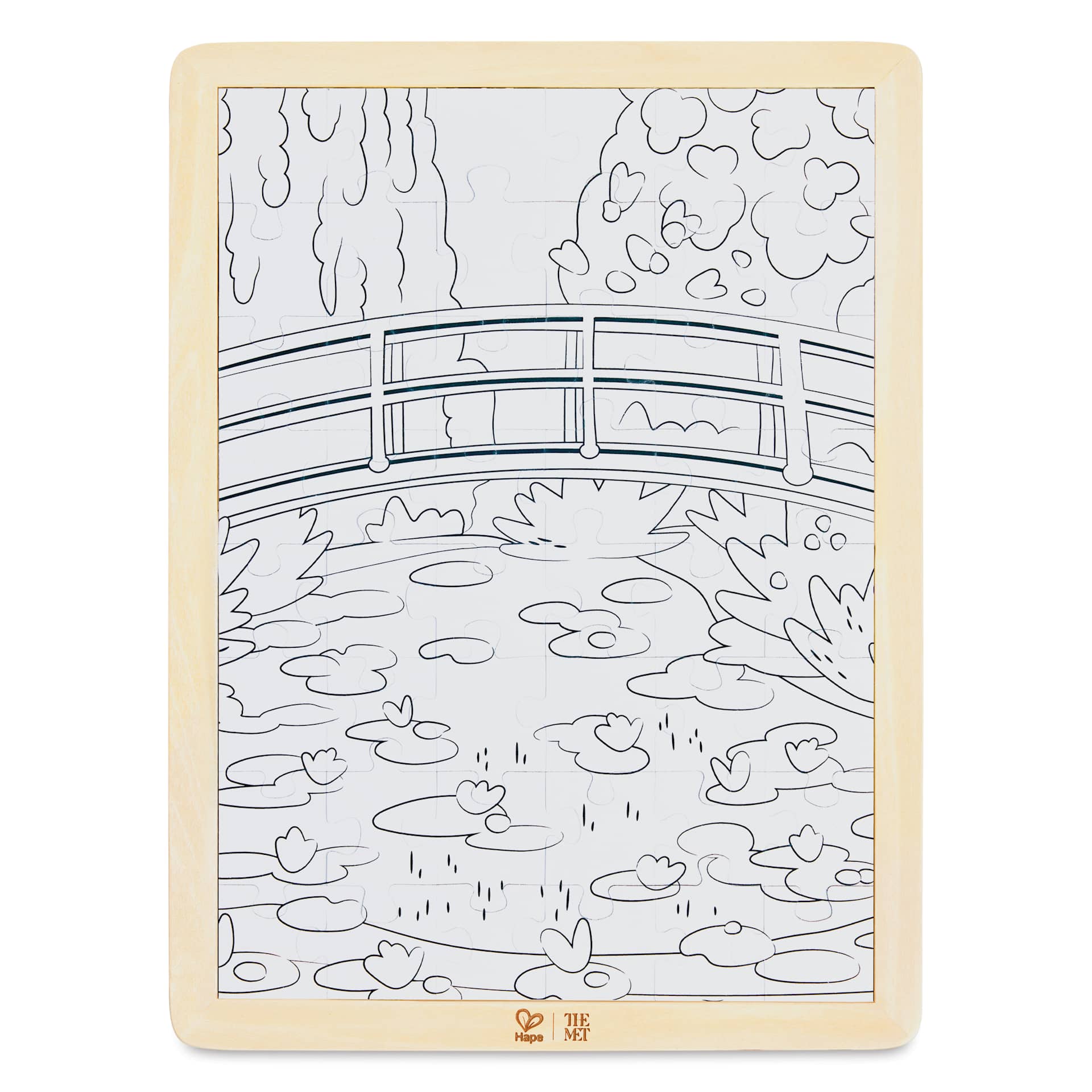 Hape x The Met Monet Water-Lily Garden Wooden Frame Puzzle, frame