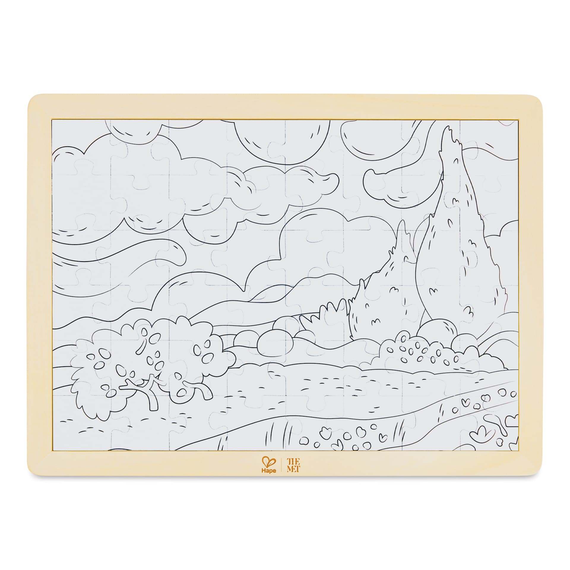 Hape x The Met Van Gogh Cypresses Wooden Frame Puzzle, frame
