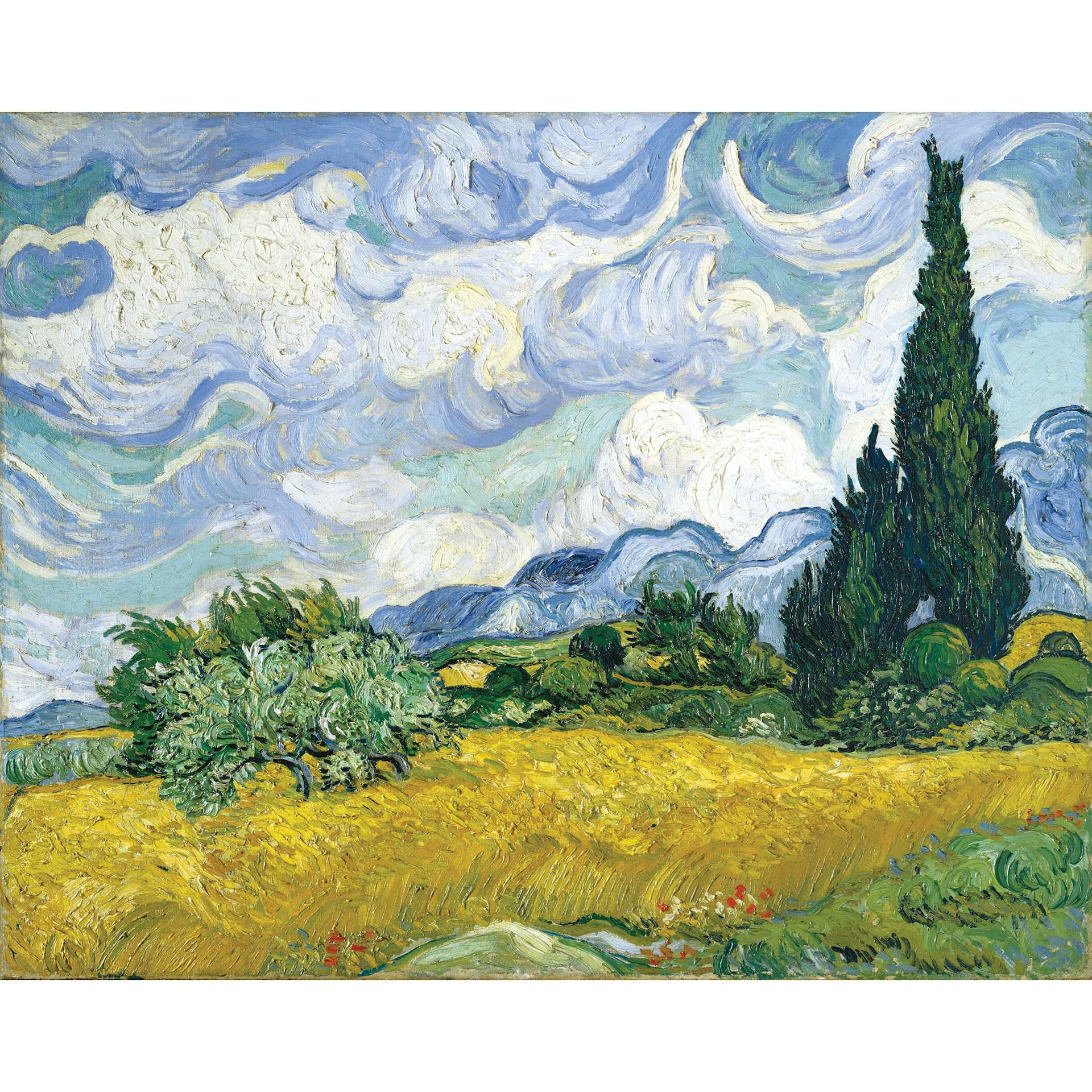 Hape x The Met Van Gogh Cypresses Wooden Frame Puzzle, finished