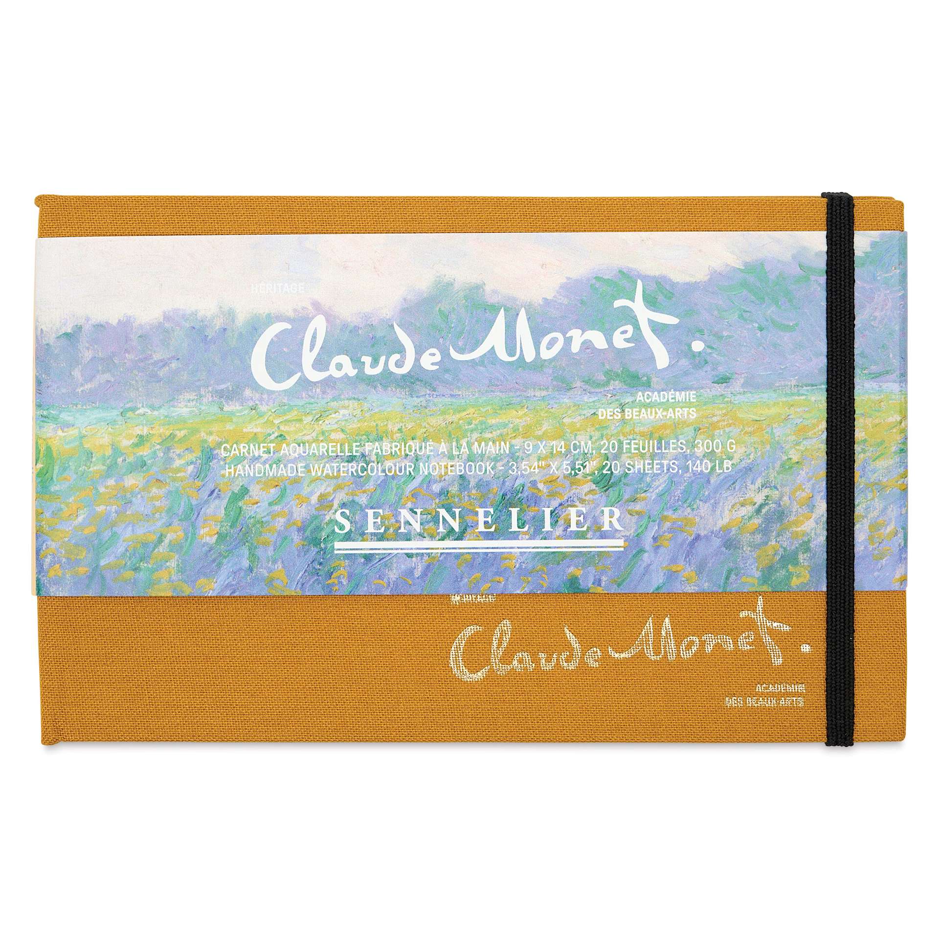 Sennelier Claude Monet Watercolor Notebook - 3.5" x 5.5", Yellow, front cover with label