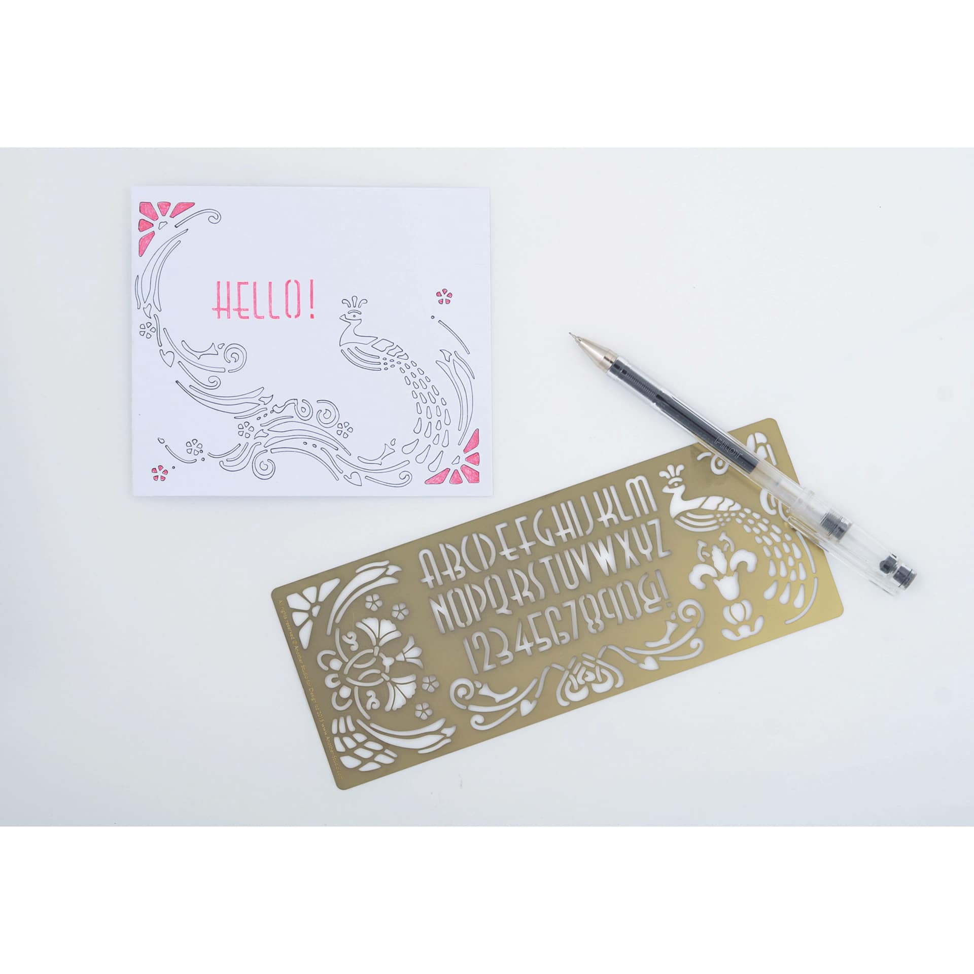 Another Studio Brass Stencil - Nouveau, example finished stencil