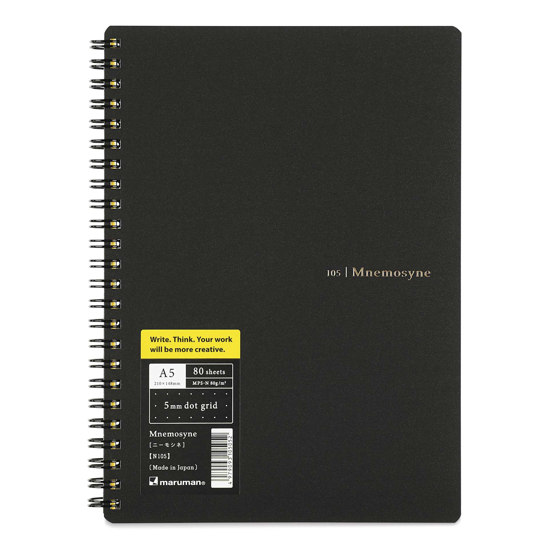 Maruman Mnemosyne Notebook - Black, A5, Dot Grid