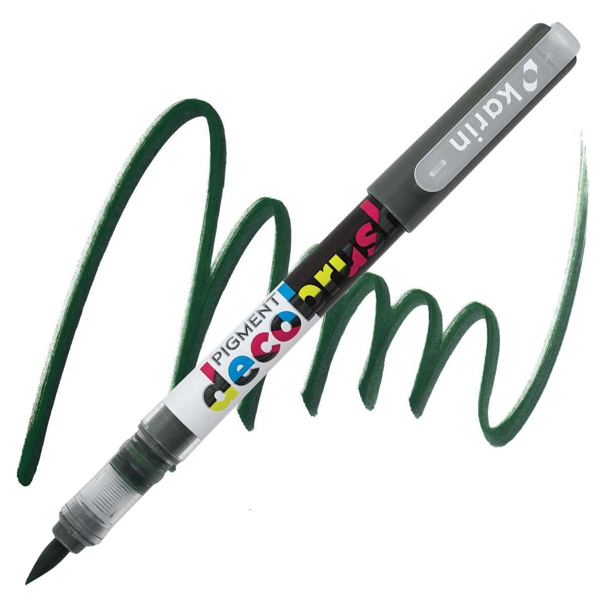 Karin Pigment Decobrush Marker - Olive Black marker and swatch