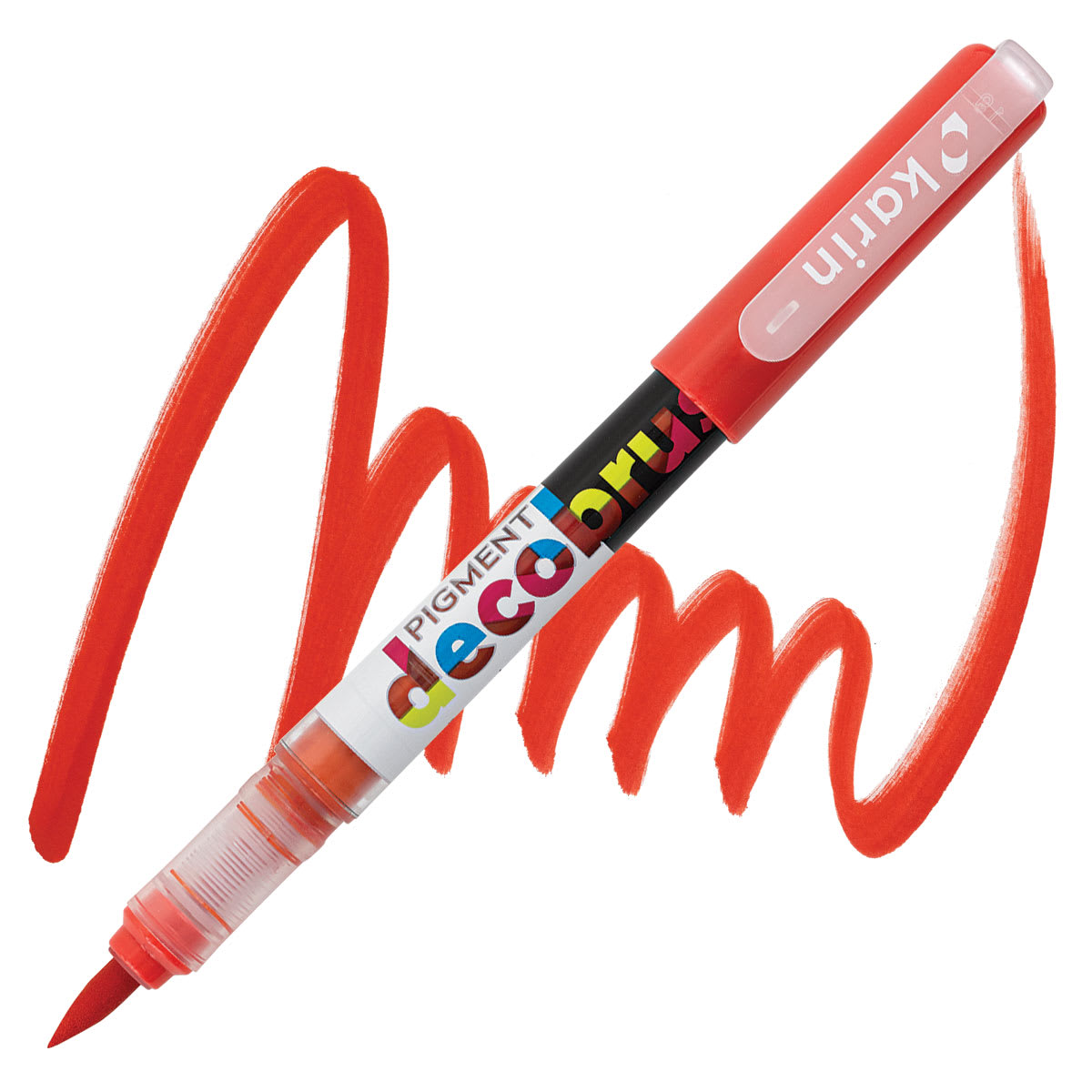 Karin Pigment Decobrush Marker - Fire Red marker and swatch