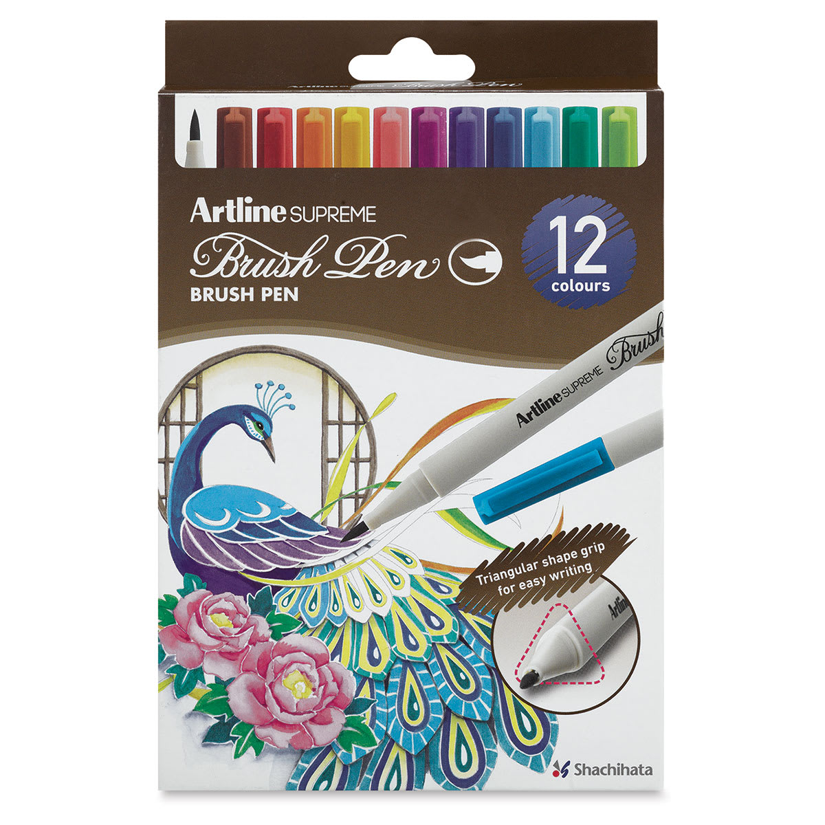 Artline Supreme Brush Pens - Set of 12, Assorted Colors (front of package)