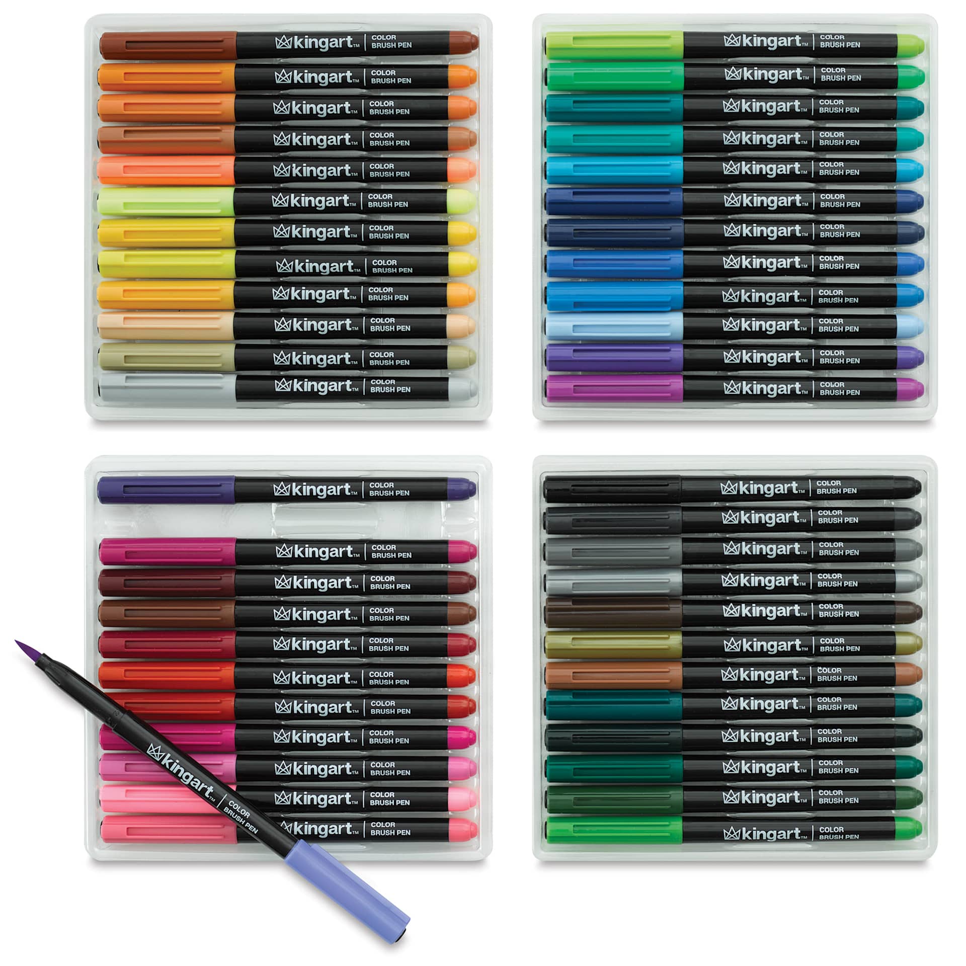 Kingart Pro Coloring Brush Pens - Set of 48