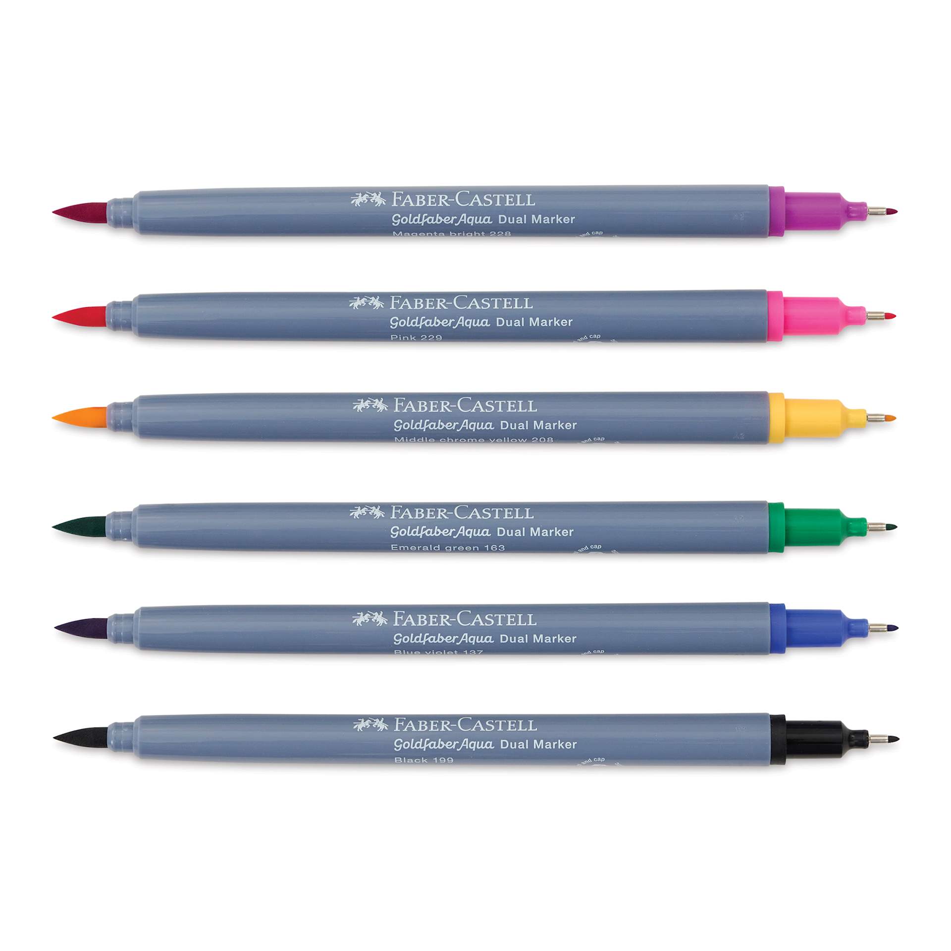 Faber-Castell Goldfaber Aqua Dual Markers - Graffiti, Set of 6 (markers with caps off)