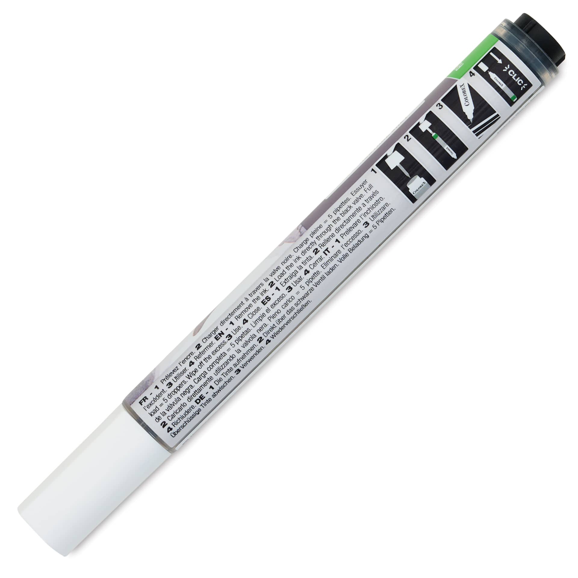 Pebeo Colorex Refillable Marker - Neutral Grey, back of marker with cap on
