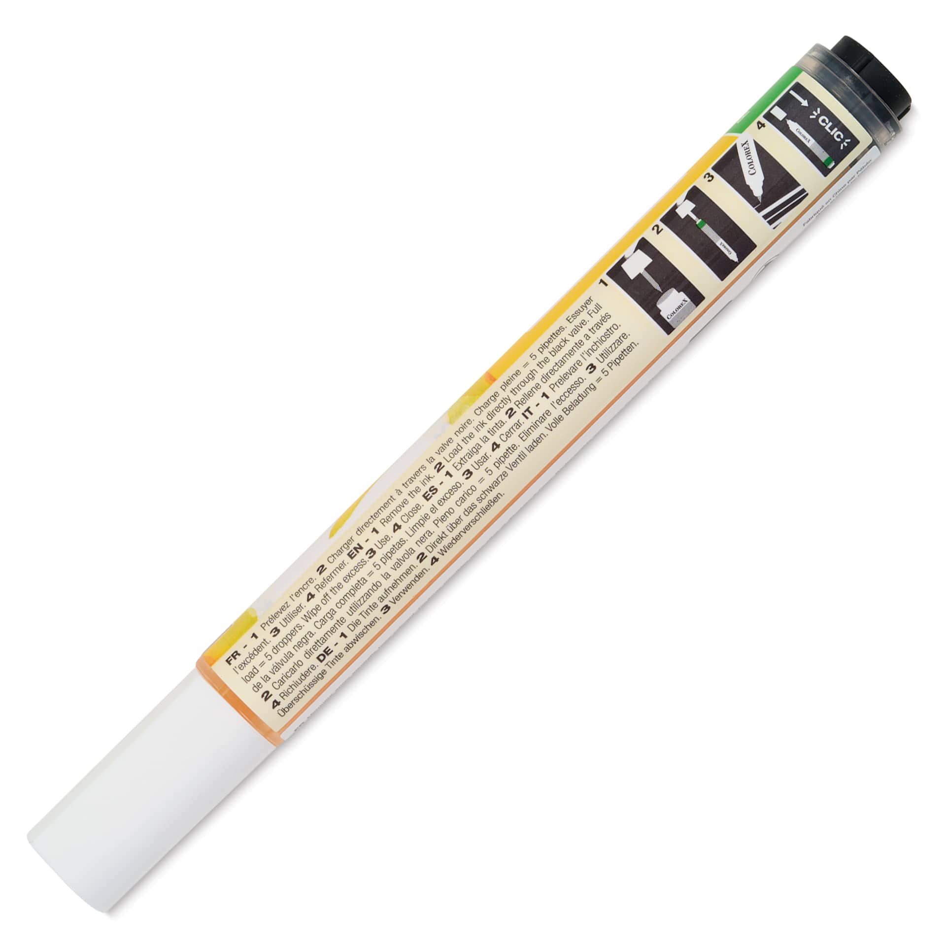 Pebeo Colorex Refillable Marker - Light Yellow, back of marker with cap on