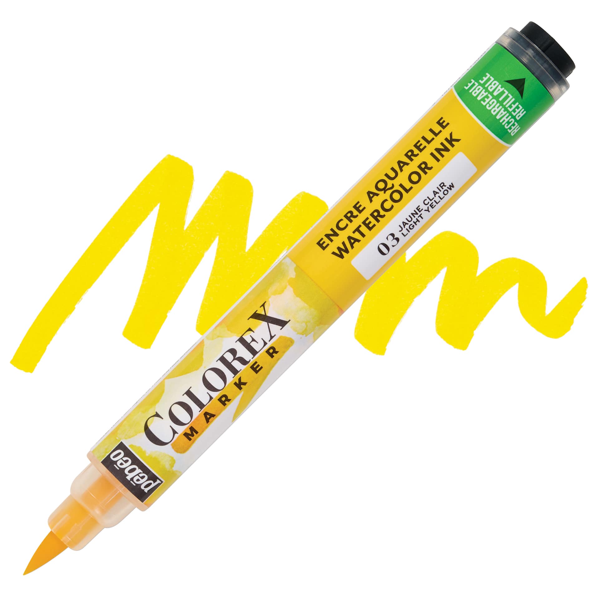 Pebeo Colorex Refillable Marker - Light Yellow marker and swatch