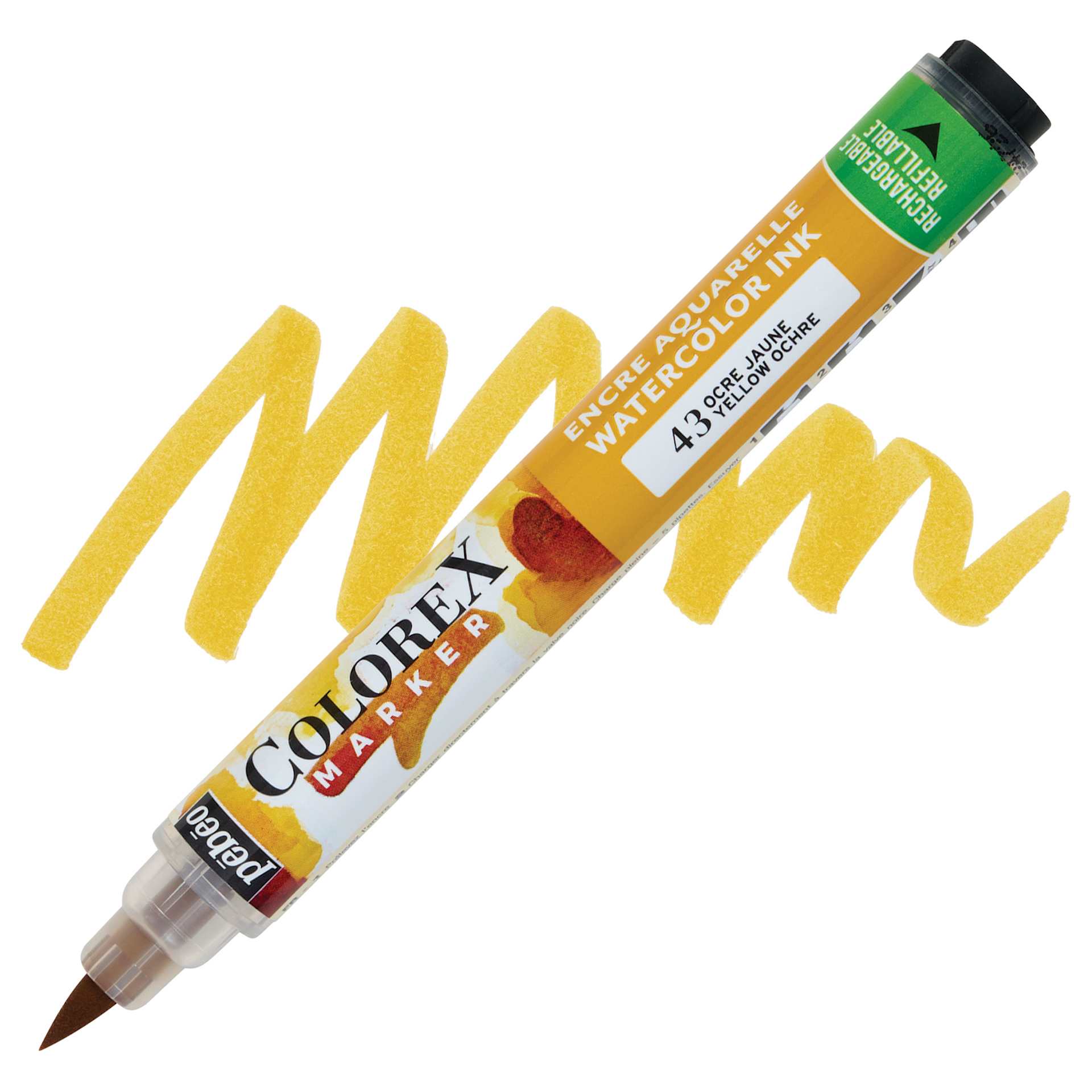 Pebeo Colorex Refillable Marker - Yellow Ochre marker and swatch