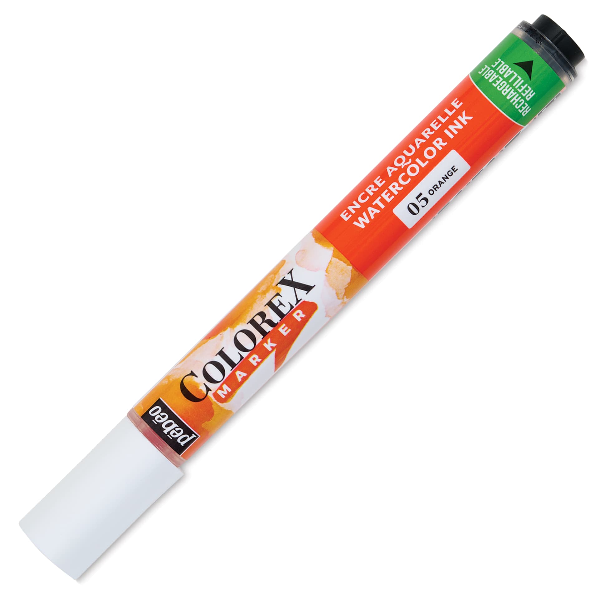 Pebeo Colorex Refillable Marker - Orange, cap on
