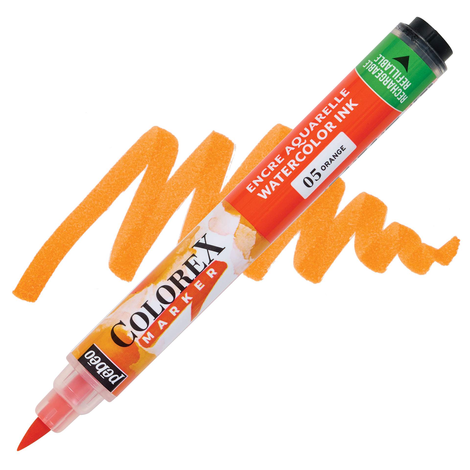 Pebeo Colorex Refillable Marker - Orange marker and swatch