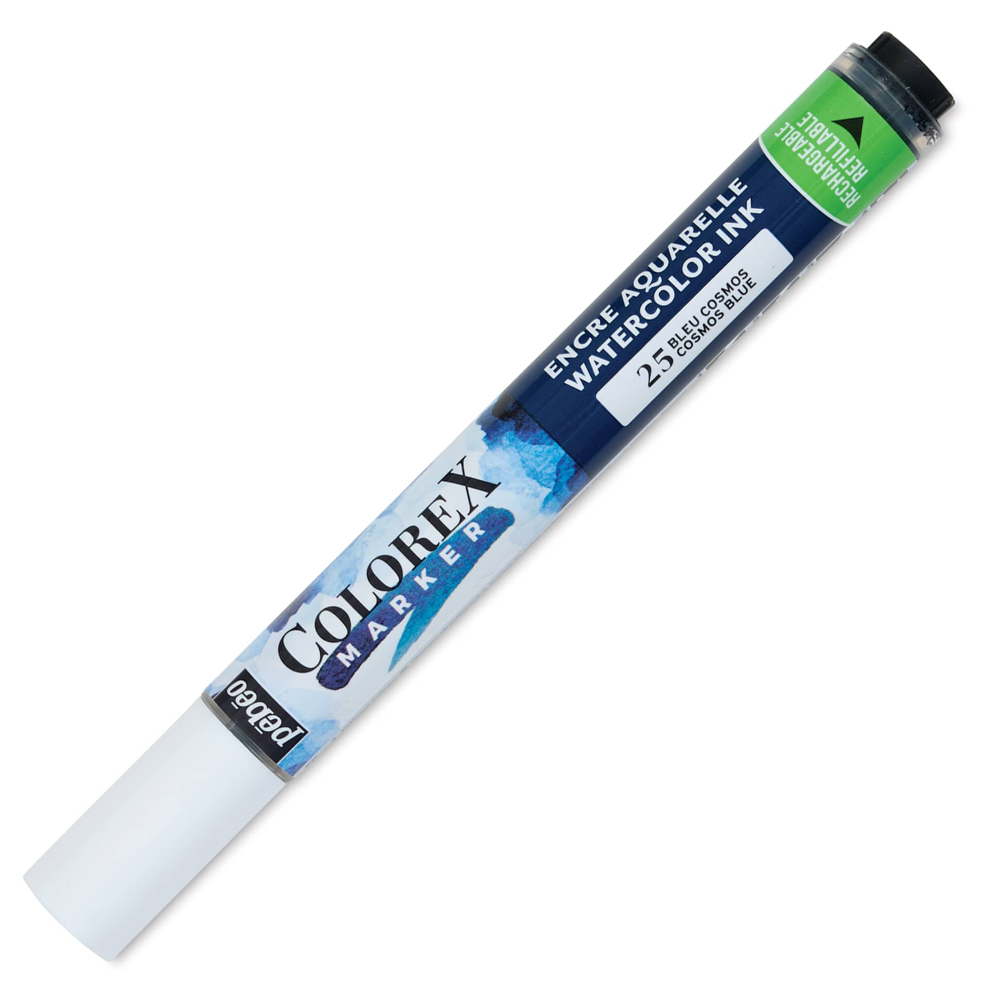 Pebeo Colorex Refillable Marker - Cosmos Blue, cap on