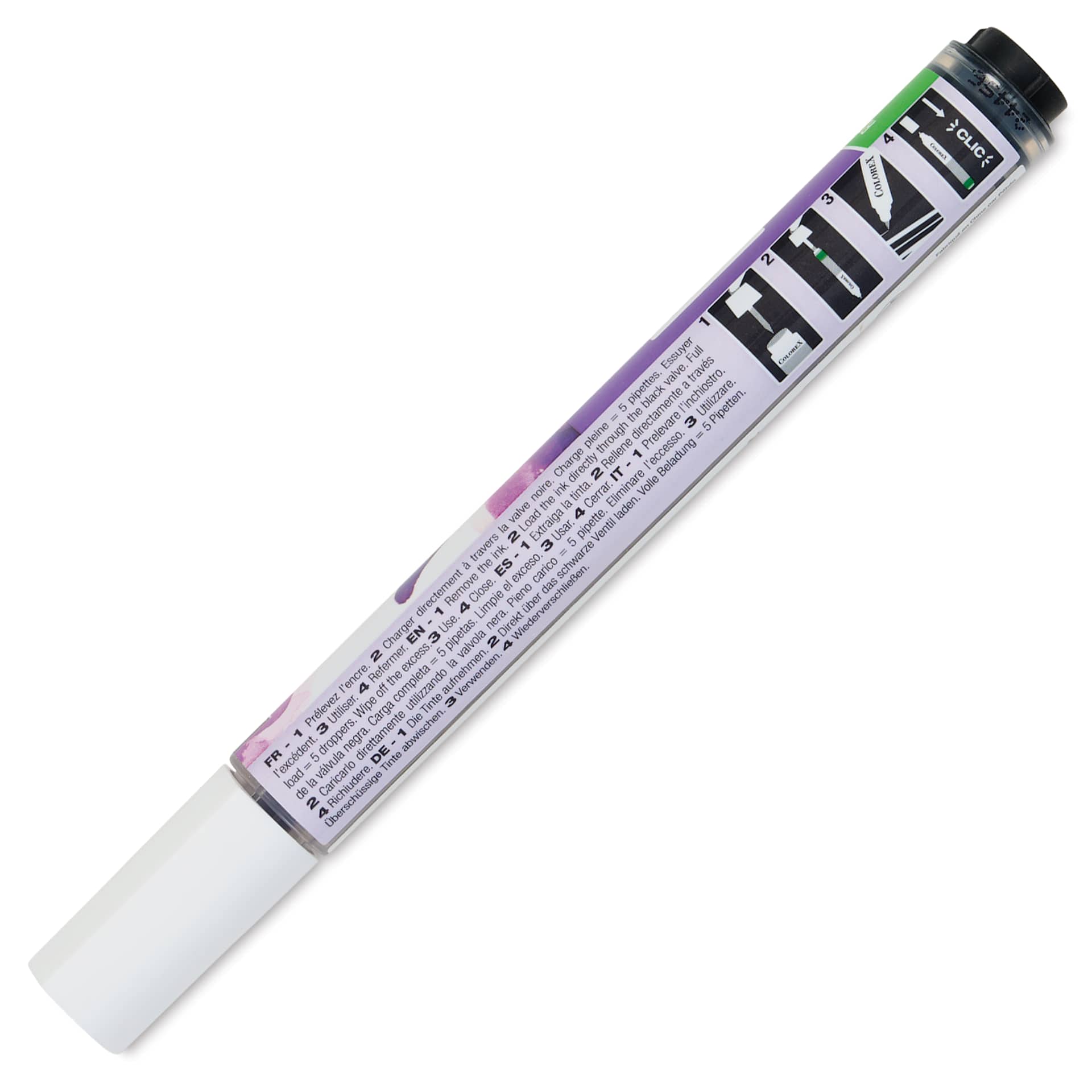 Pebeo Colorex Refillable Marker - Violet, back of marker with cap on