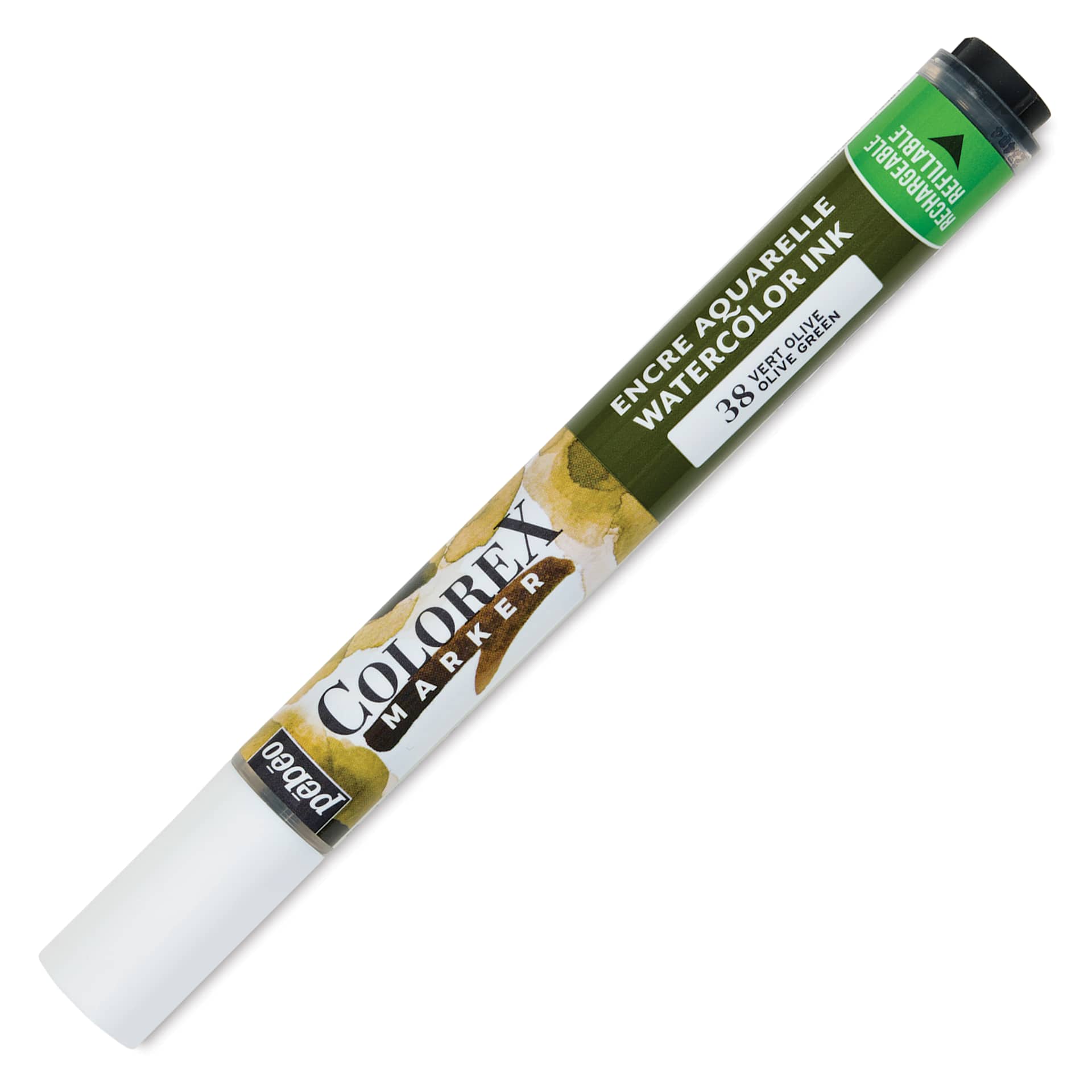 Pebeo Colorex Refillable Marker - Vert Olive, cap on