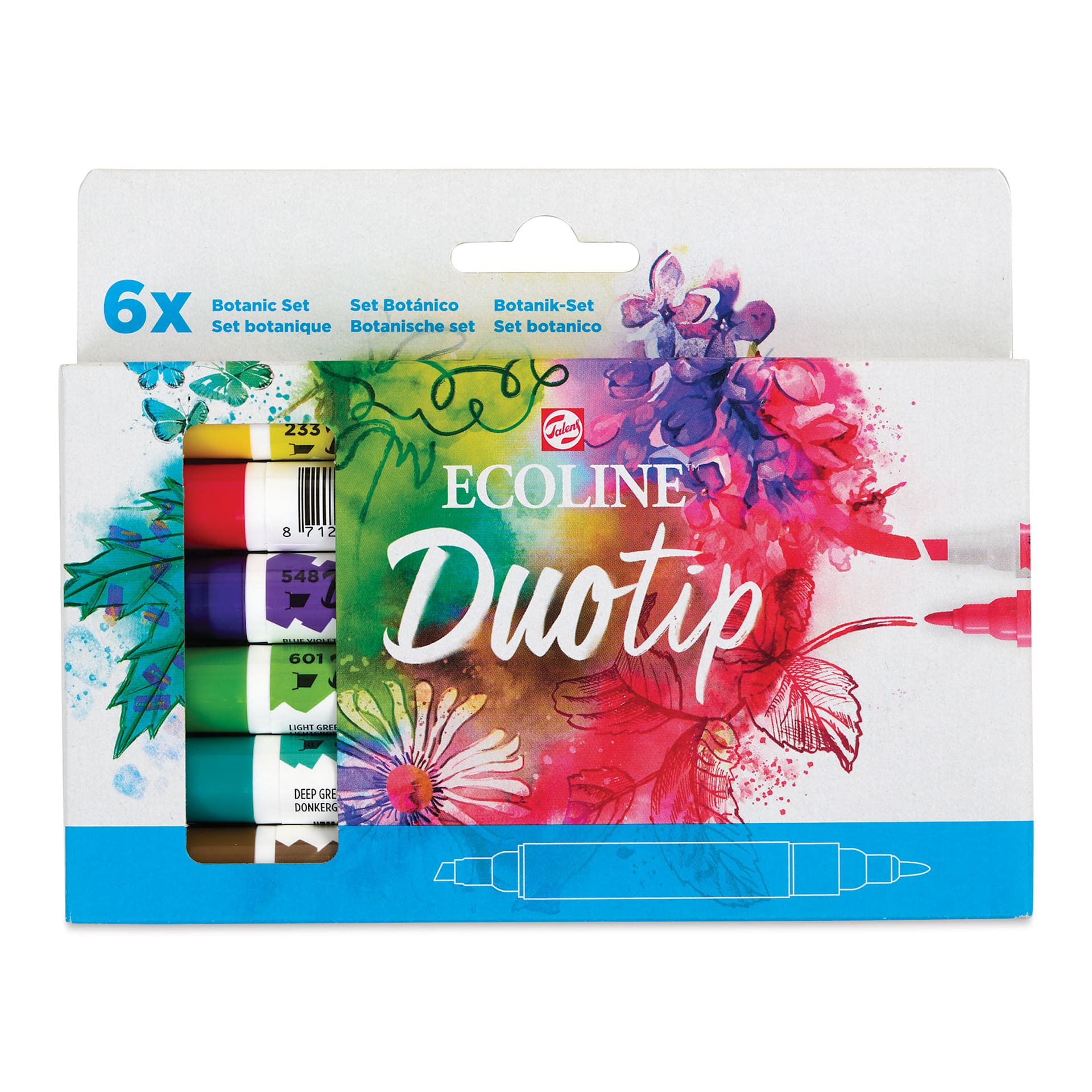 Royal Talens Ecoline DuoTip Markers - Botanic Set of 6 front of package Royal Talens Ecoline DuoTip Markers - Botanic Set of 6 front of package
