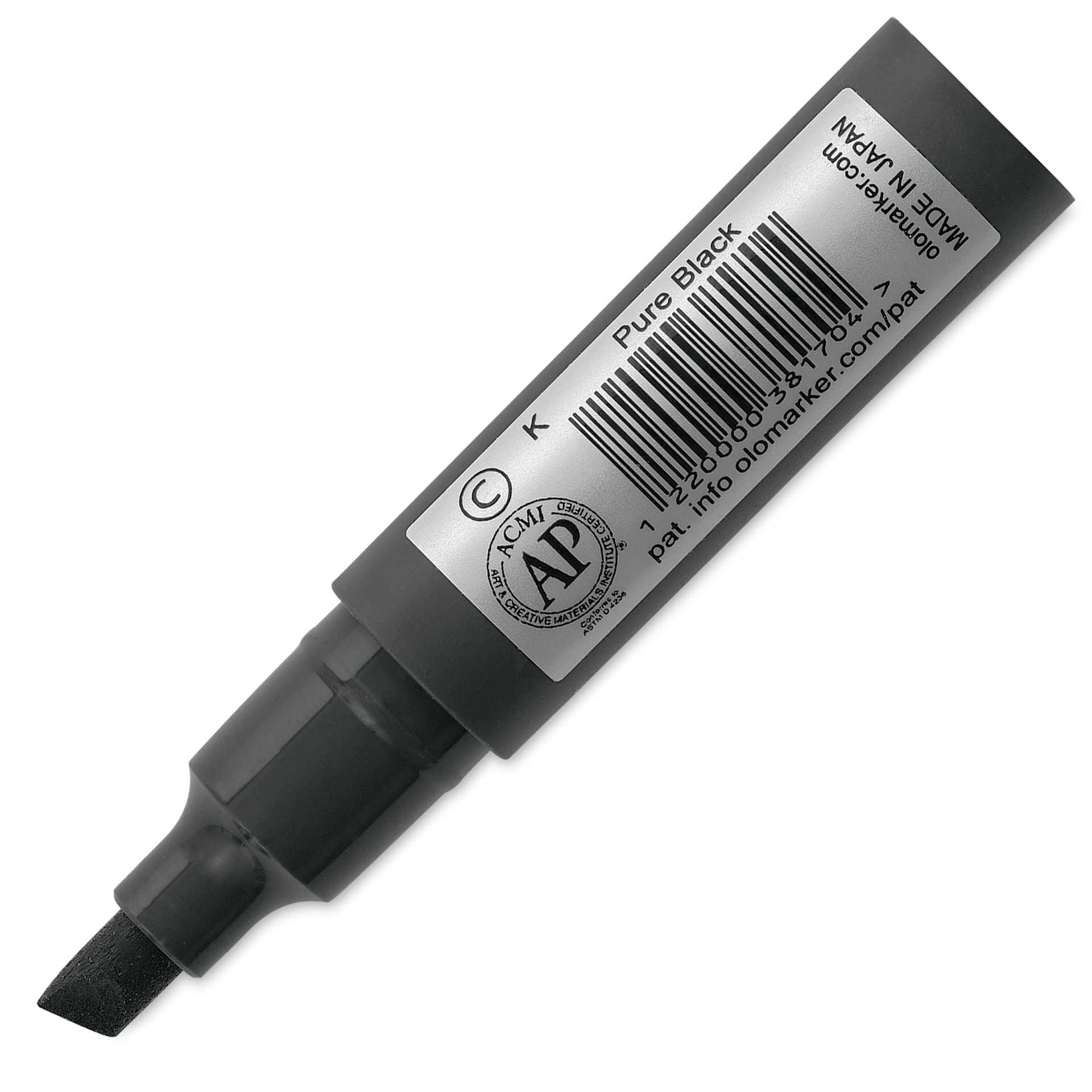 Olo Chisel Tip Half-Marker - K Pure Black back of marker