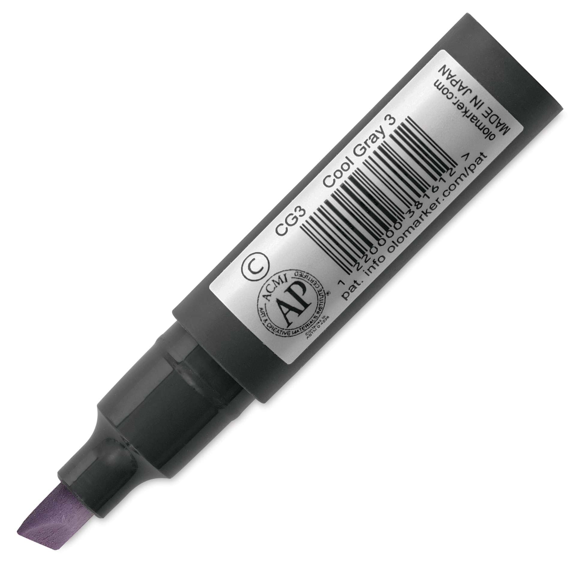 Olo Chisel-Tip Half Marker - CG3 Cool Gray 3 back of marker