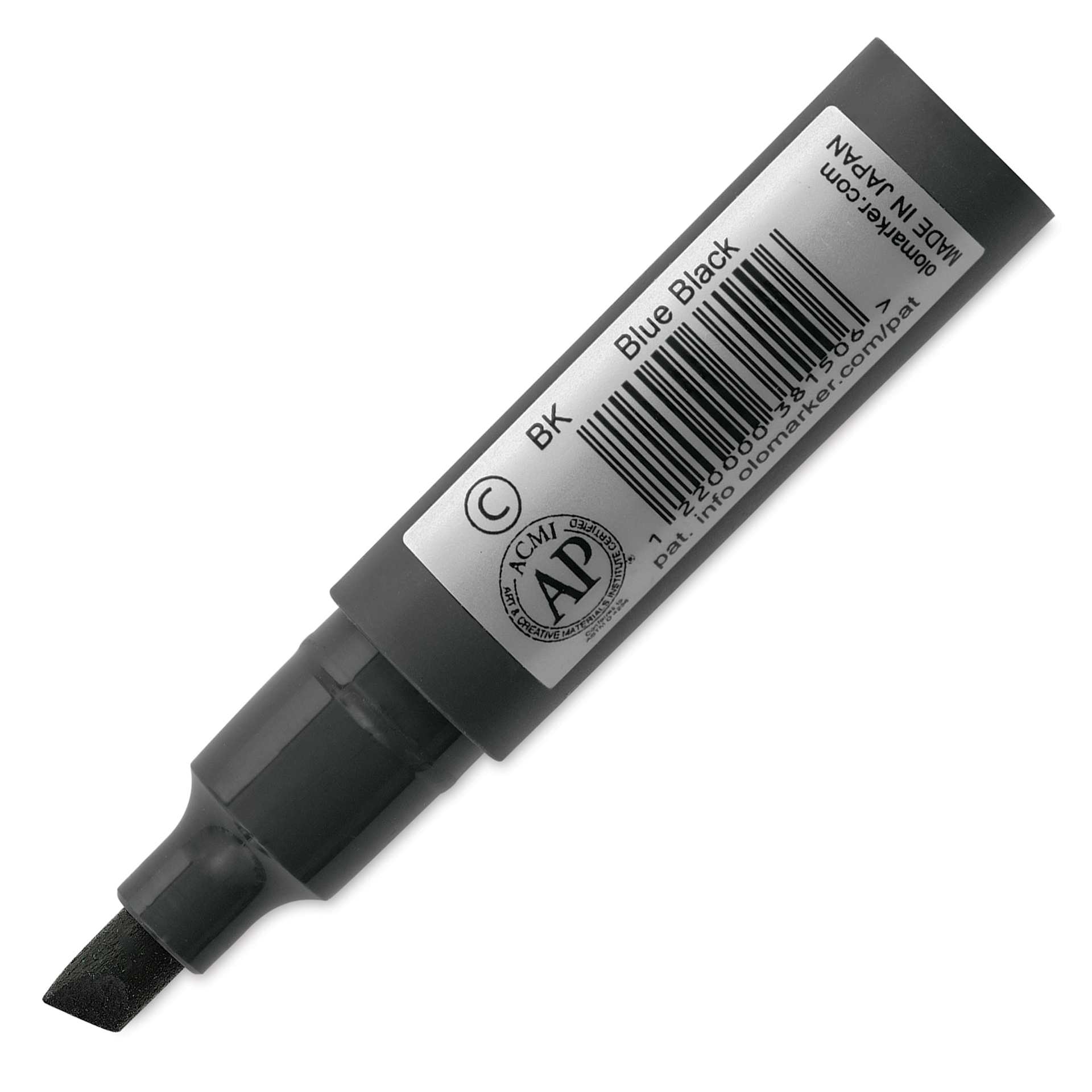 Olo Chisel-Tip Half Marker - BK Blue Black back of marker