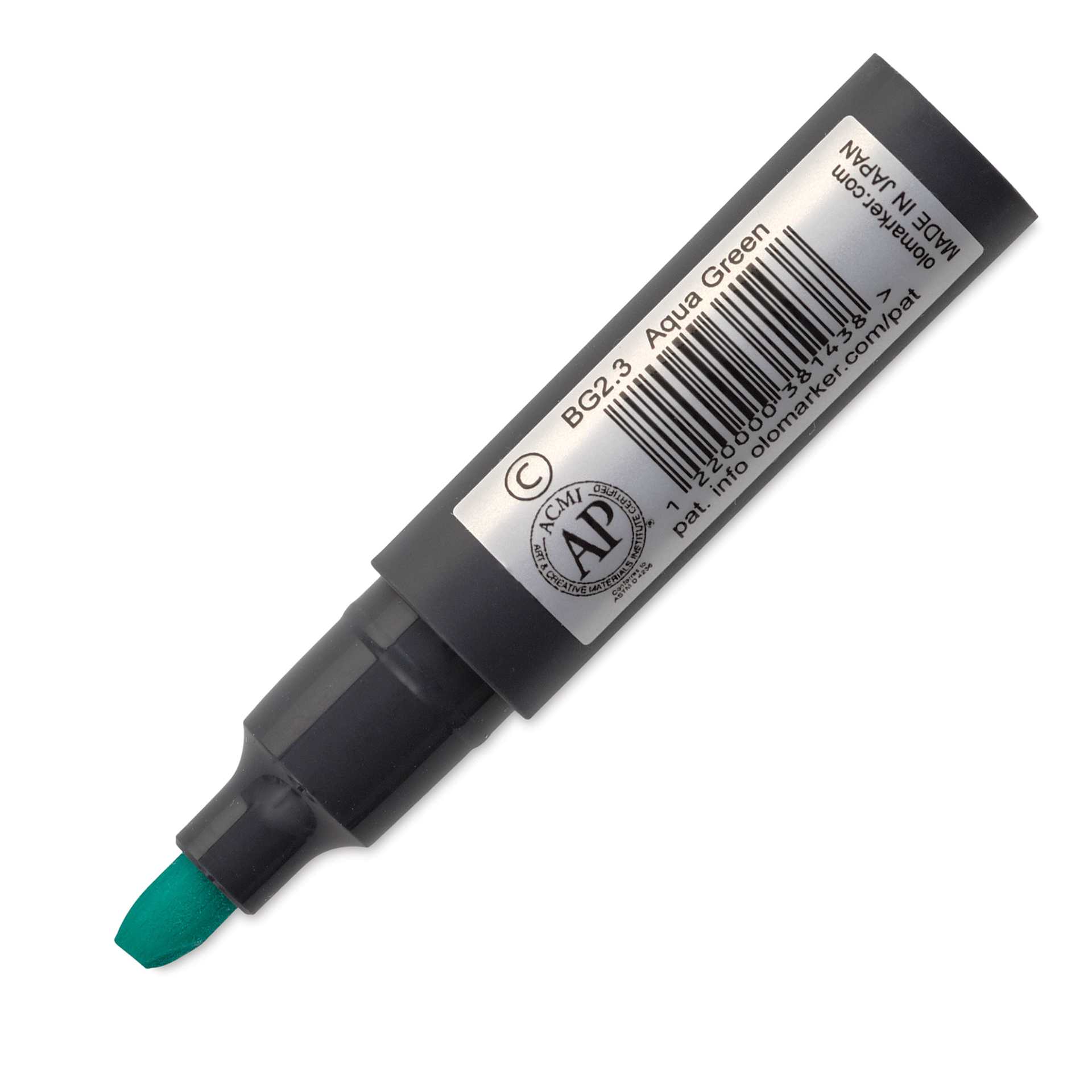 Olo Chisel-Tip Half Marker - BG2.3 Aqua Green back of marker