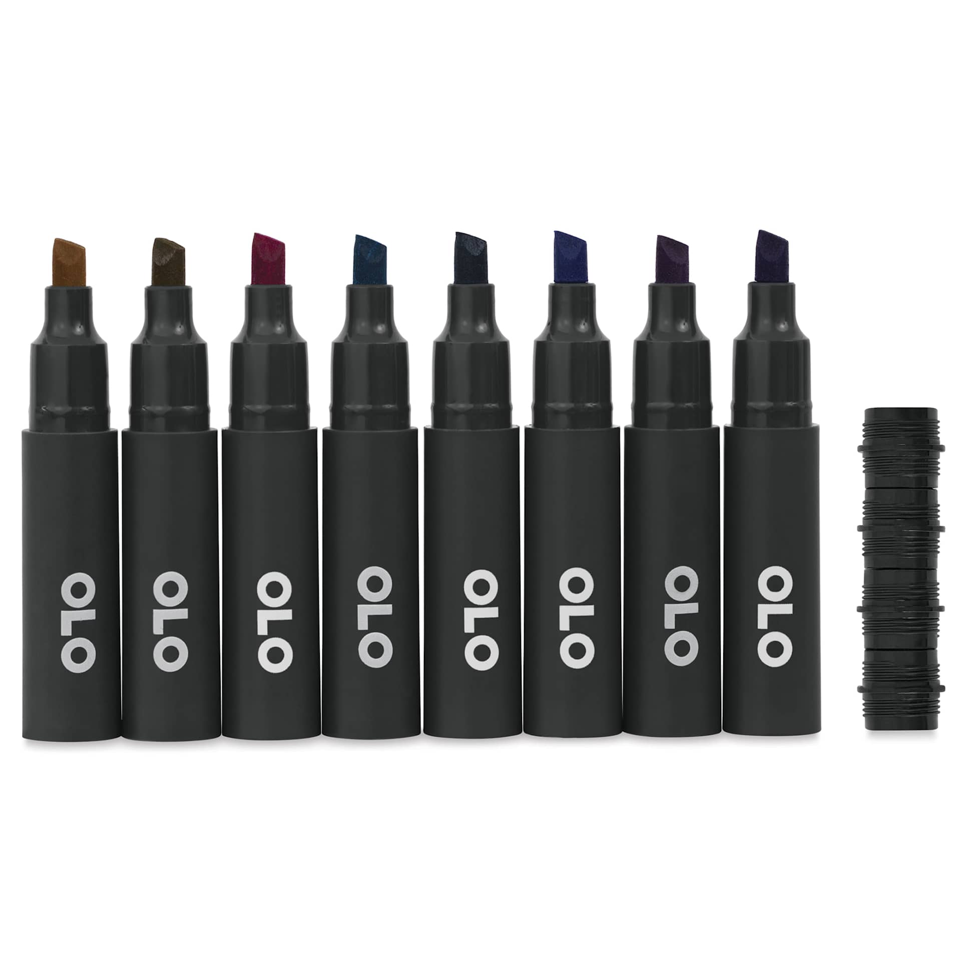 Olo Chisel Dual-Tip Markers - Set of 8, Rich, caps off