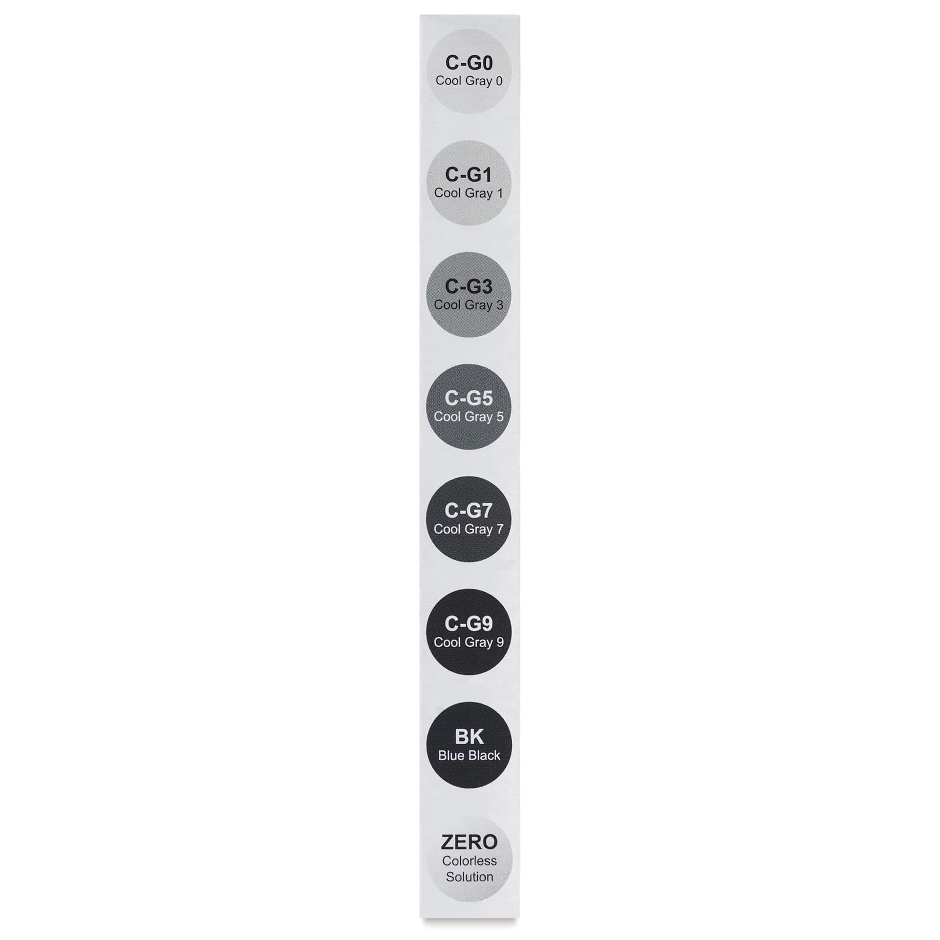 Olo Chisel Dual-Tip Markers - Set of 8, Cool Gray colors with codes