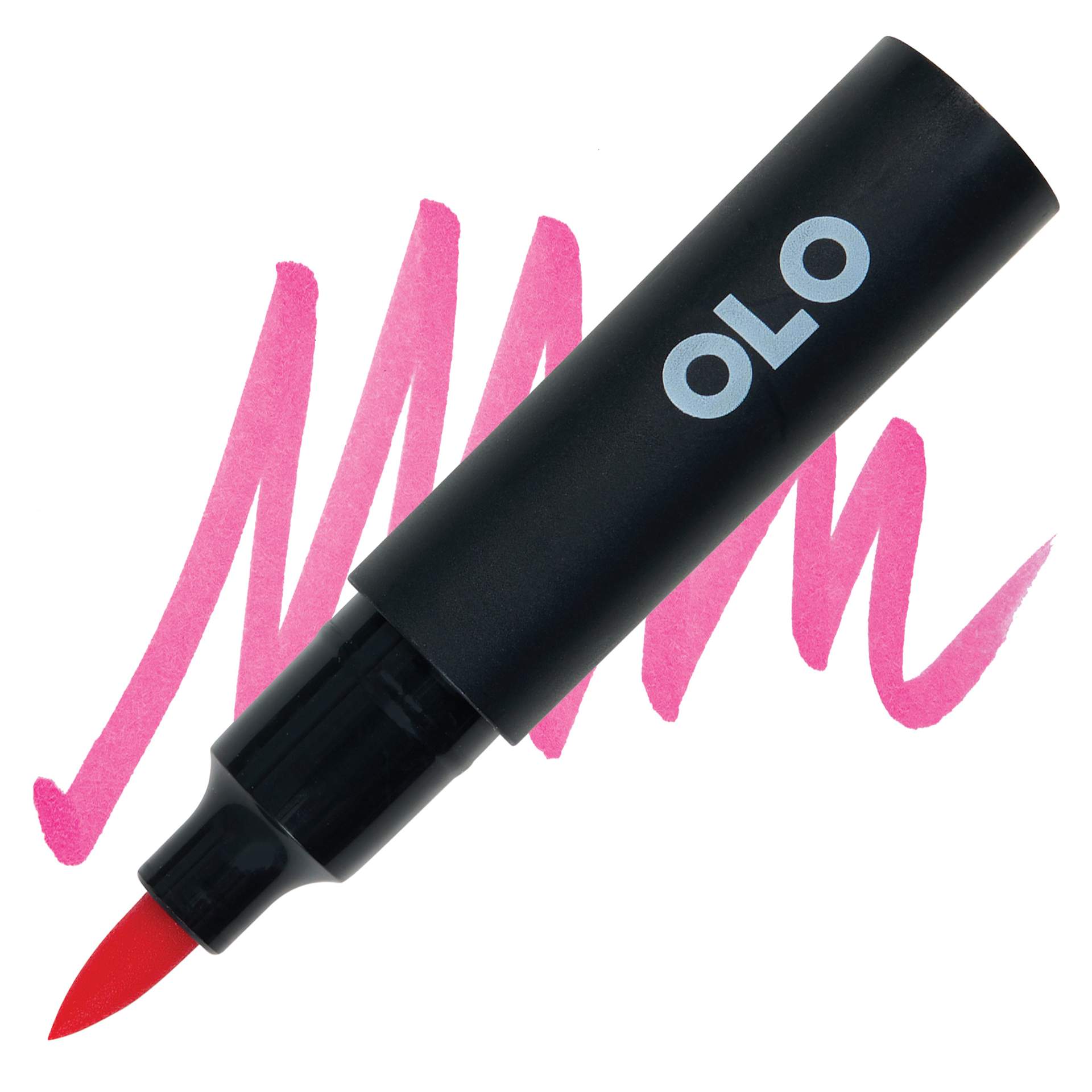 Olo Brush-Tip Half Marker - RV0.4 Hot Pink marker and swatch