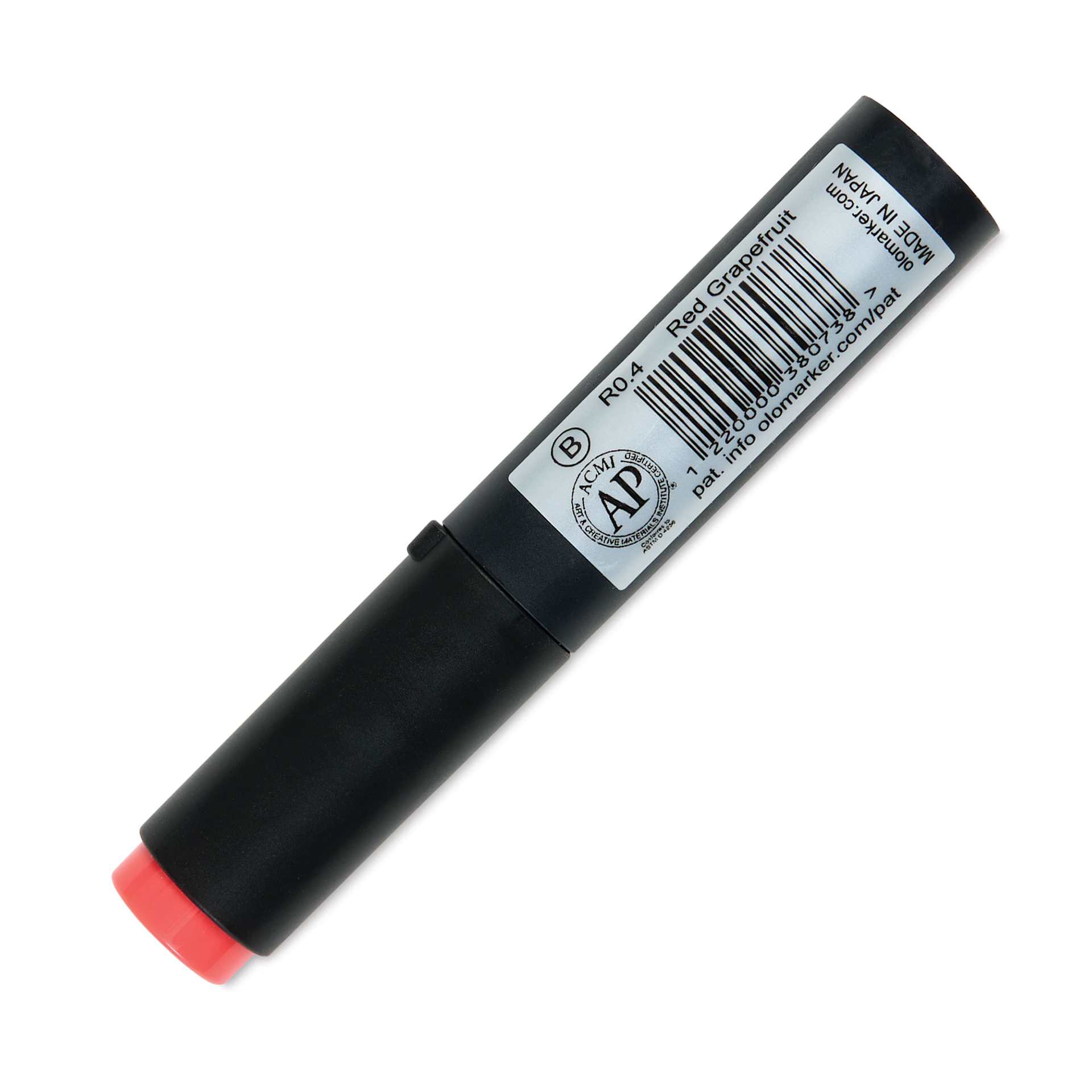 Olo Brush-Tip Half Marker - R0.4 Red Grapefruit back with cap on