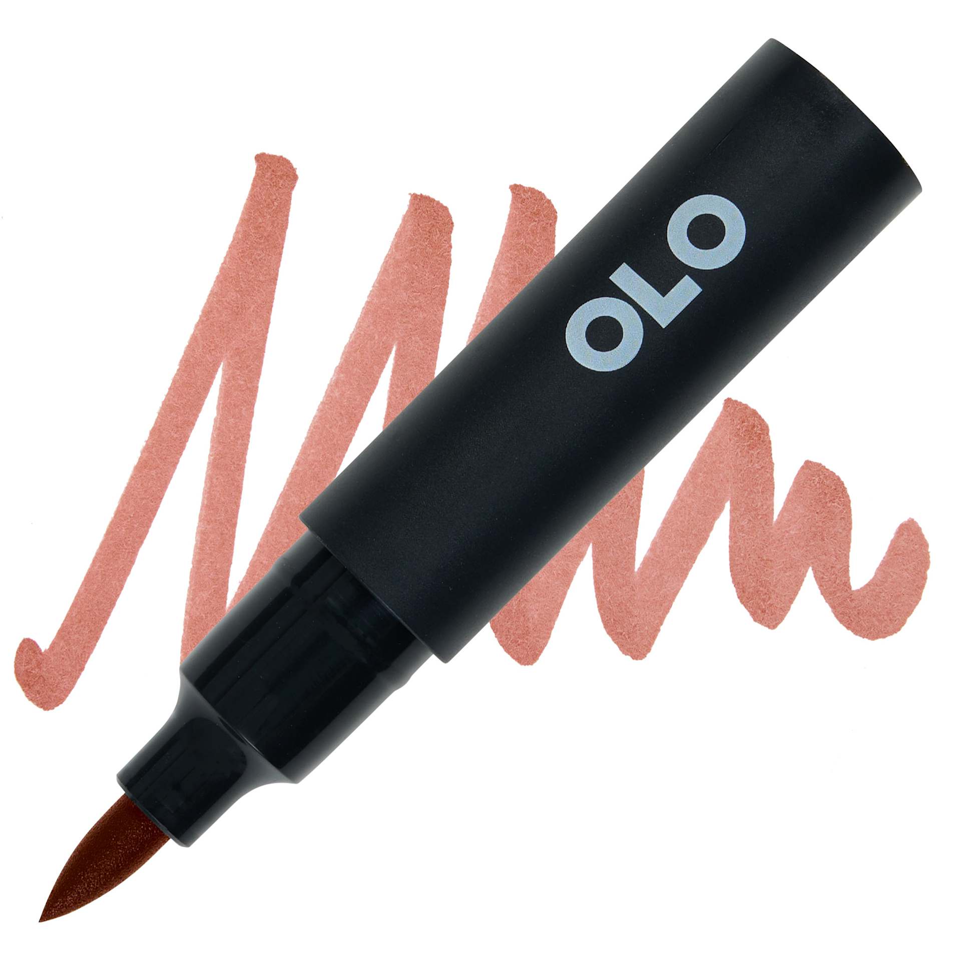 Olo Brush-Tip Half Marker - OR7.6 Light Walnut marker and swatch