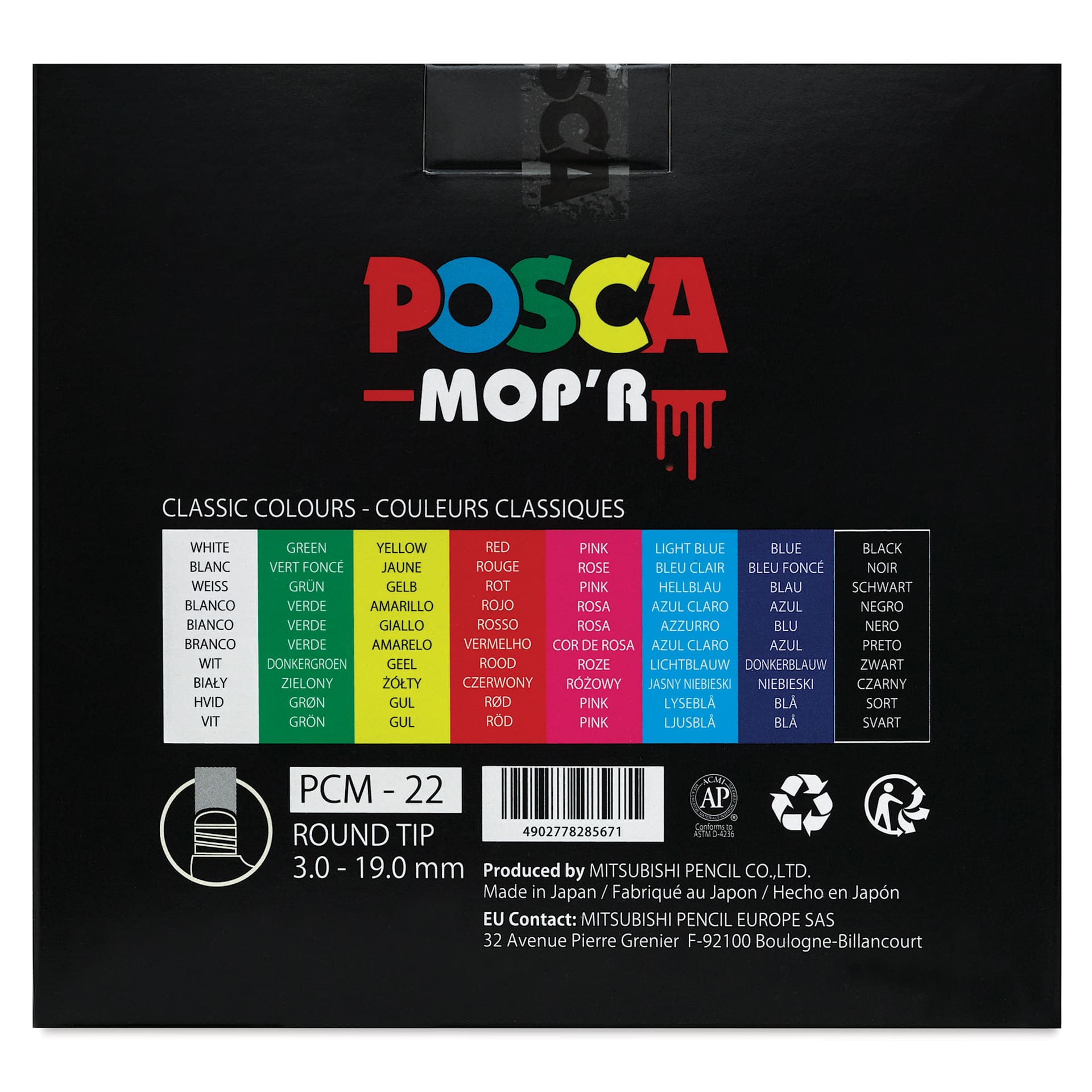 Posca Mop'r Paint Markers - Set of 8 back of box Posca Mop'r Paint Markers - Set of 8 back of box