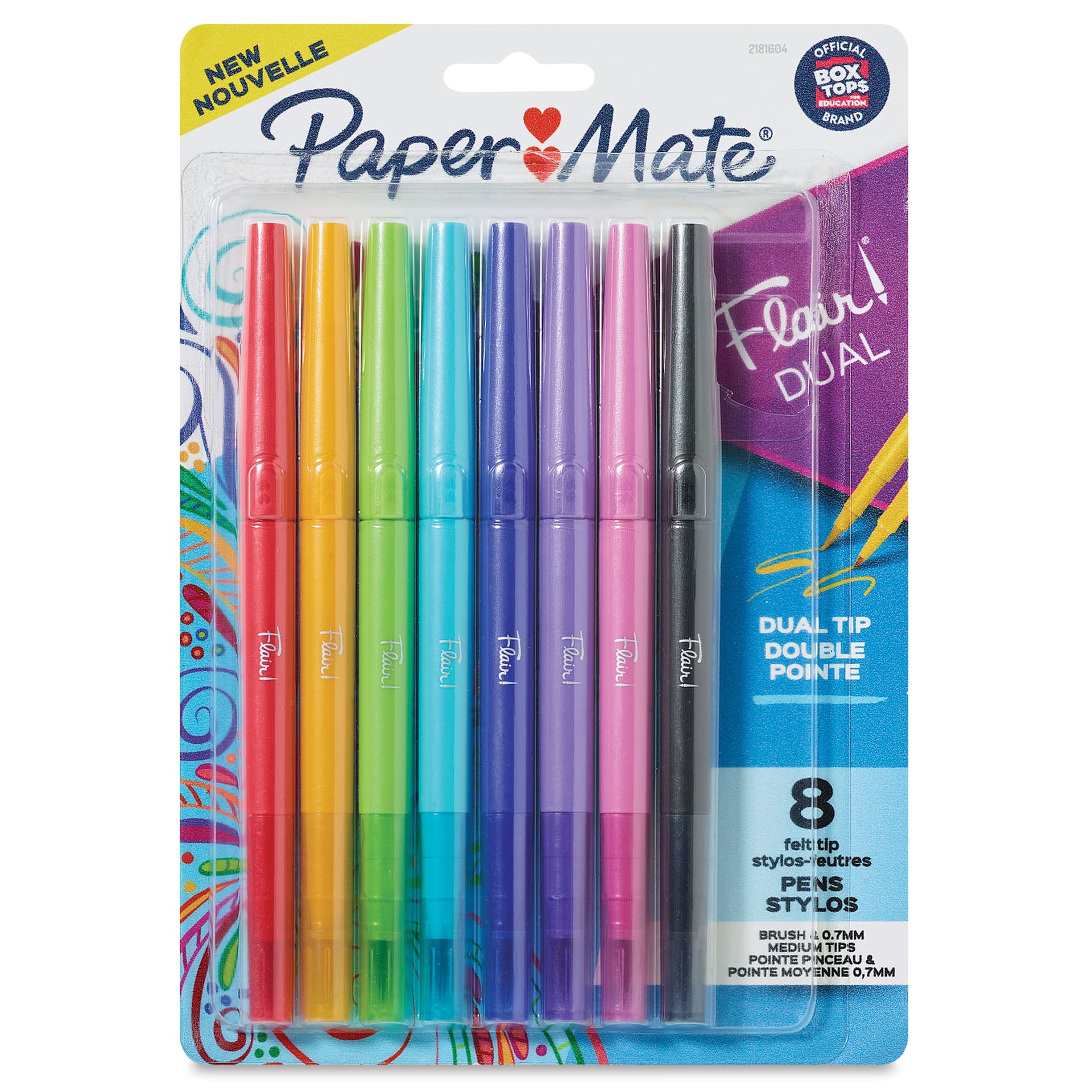 Paper Mate Flair Dual Tip Pens - Set of 8, front of the packaging