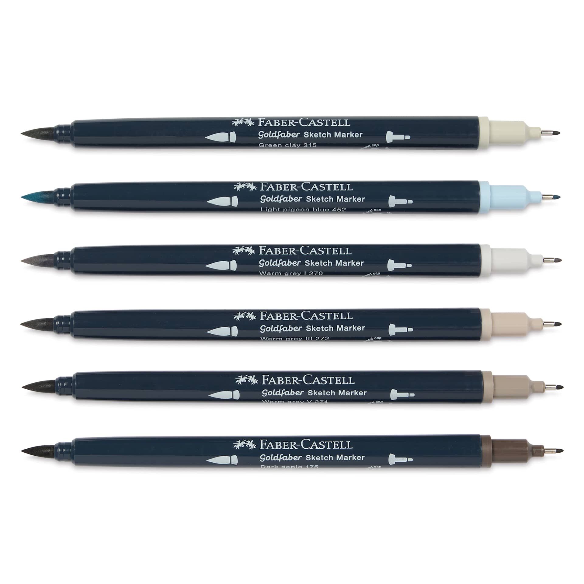 Faber-Castell Goldfaber Sketch Dual-Tip Markers - Architecture, Set of 6, caps off