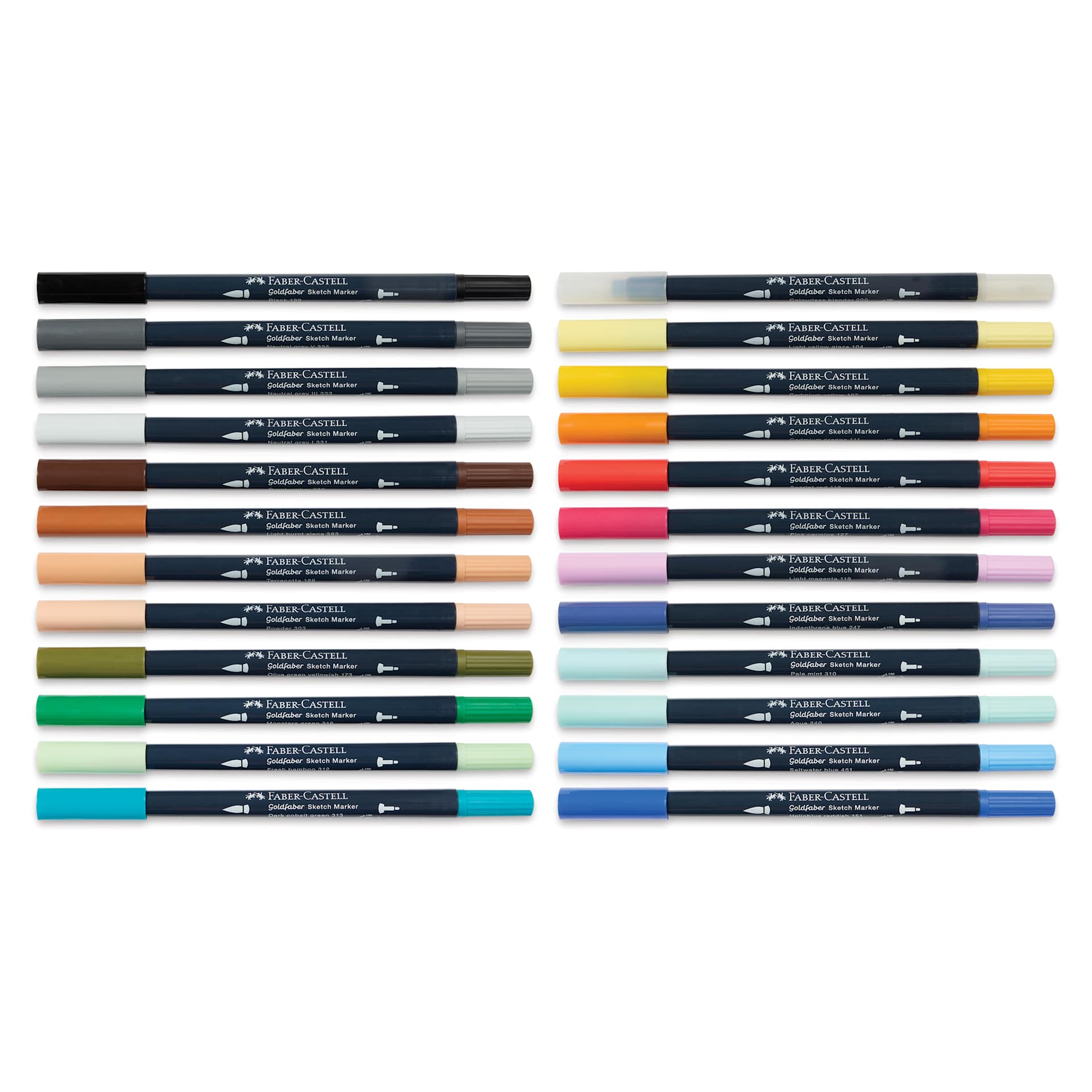 Faber-Castell Goldfaber Sketch Dual-Tip Markers - Assorted Colors, Set of 24, caps on Faber-Castell Goldfaber Sketch Dual-Tip Markers - Assorted Colors, Set of 24, caps on