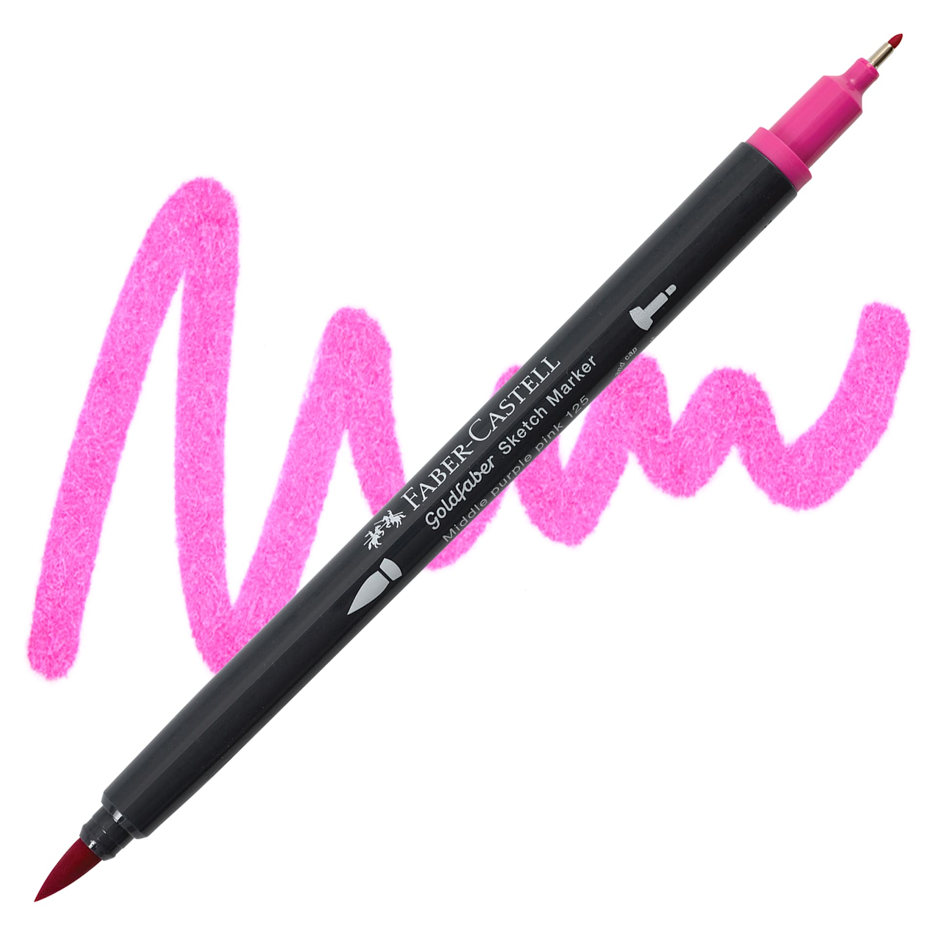 Faber-Castell Goldfaber Sketch Dual-Tip Marker - 125 Middle Purple Pink, swatch and marker