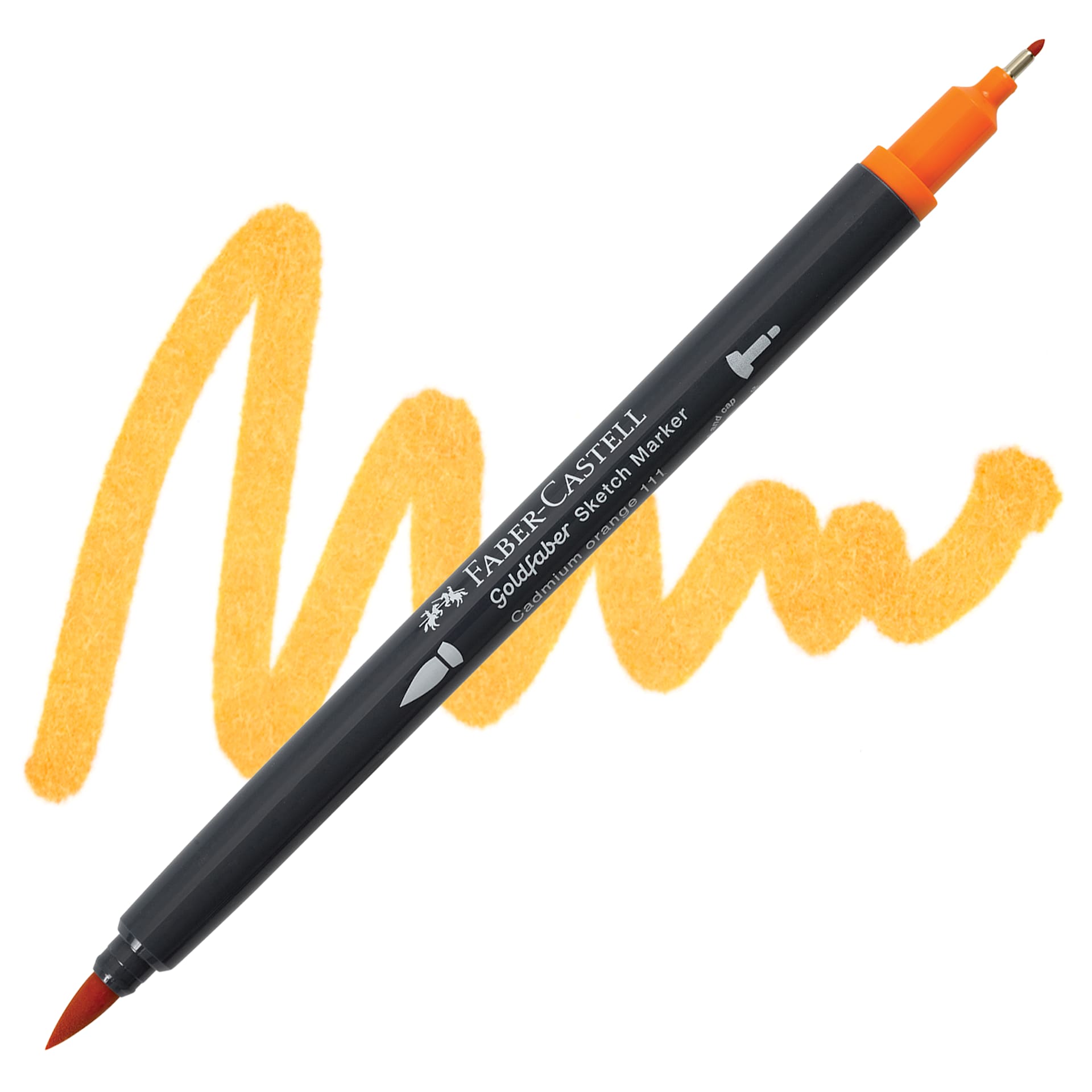 Faber-Castell Goldfaber Sketch Dual-Tip Marker - 111 Cadmium Orange, swatch and marker