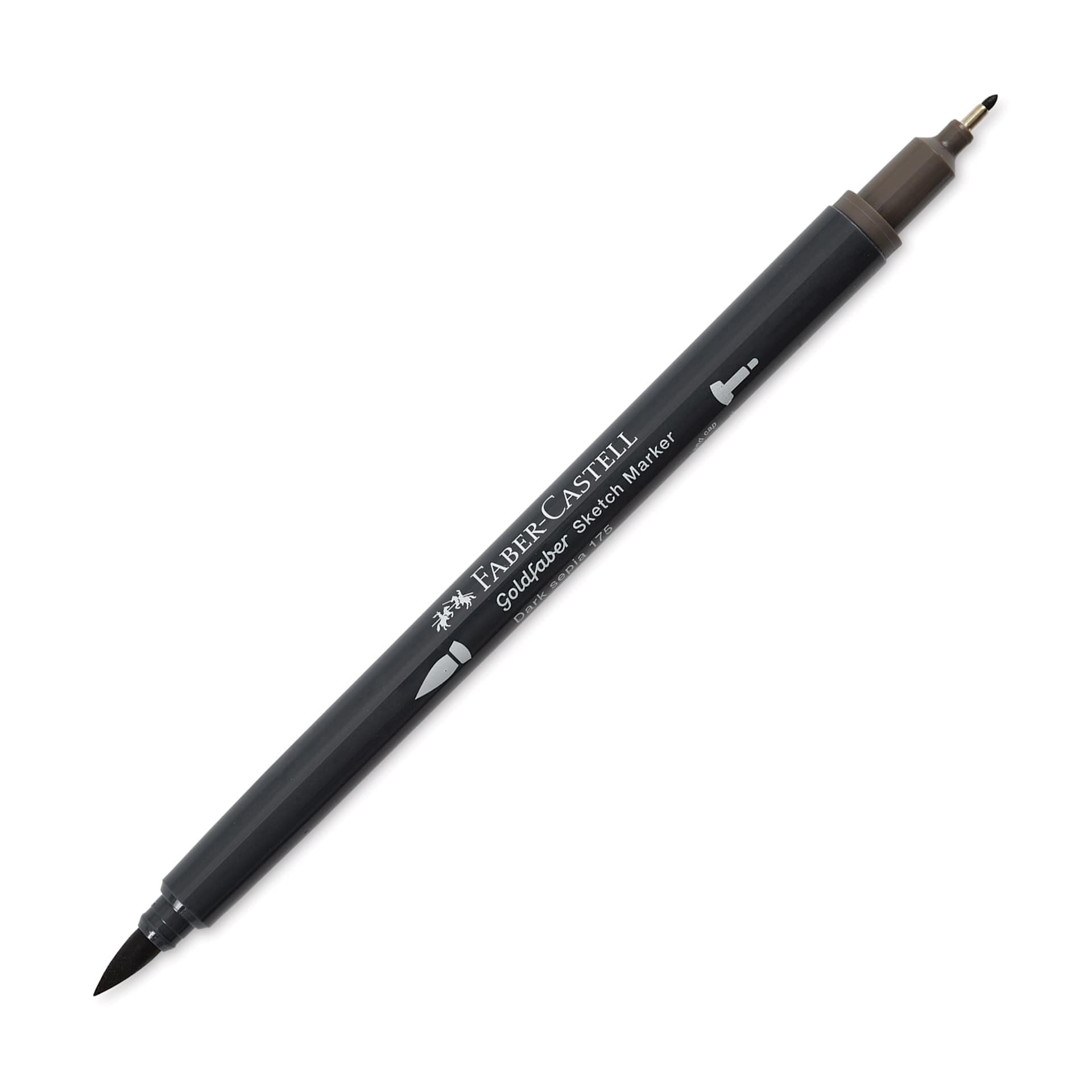 Faber-Castell Goldfaber Sketch Dual-Tip Marker - 175 Dark Sepia, caps off
