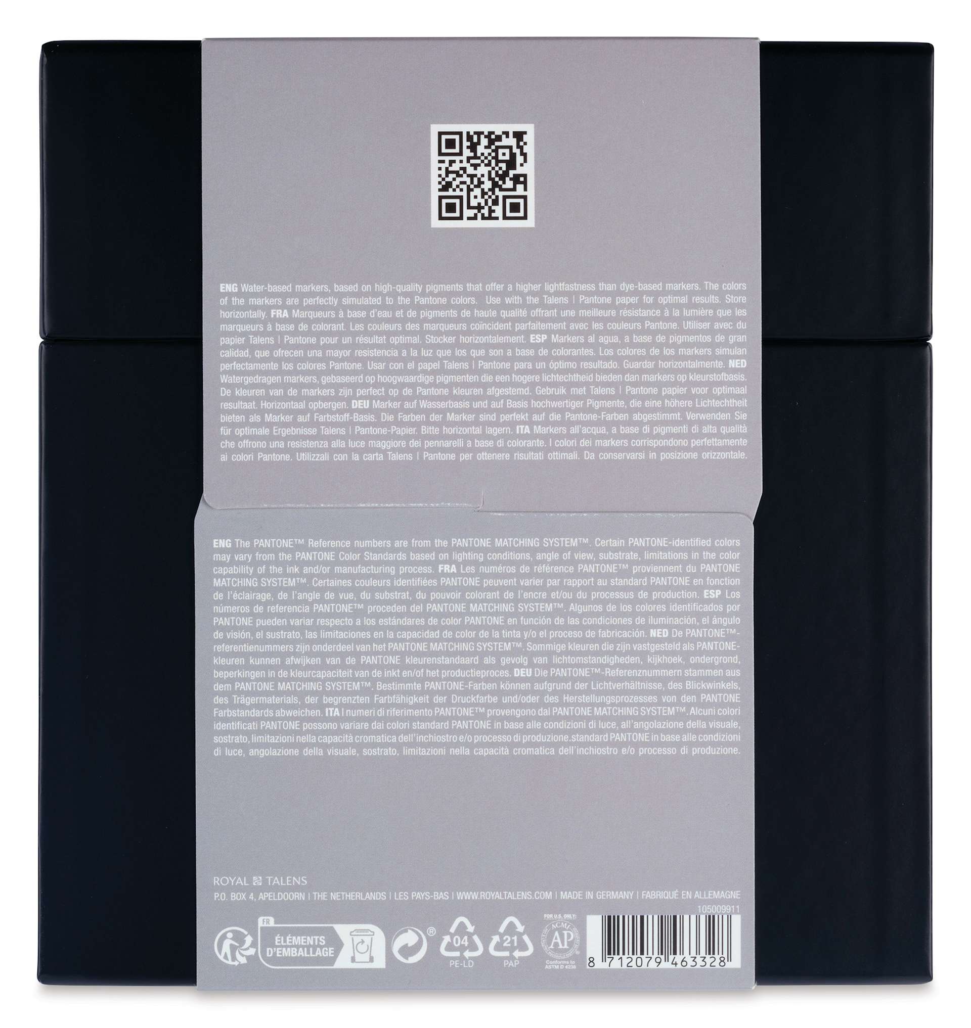 Pantone Dual Tip Markers - Cool Gray, Set of 9, back of the packaging