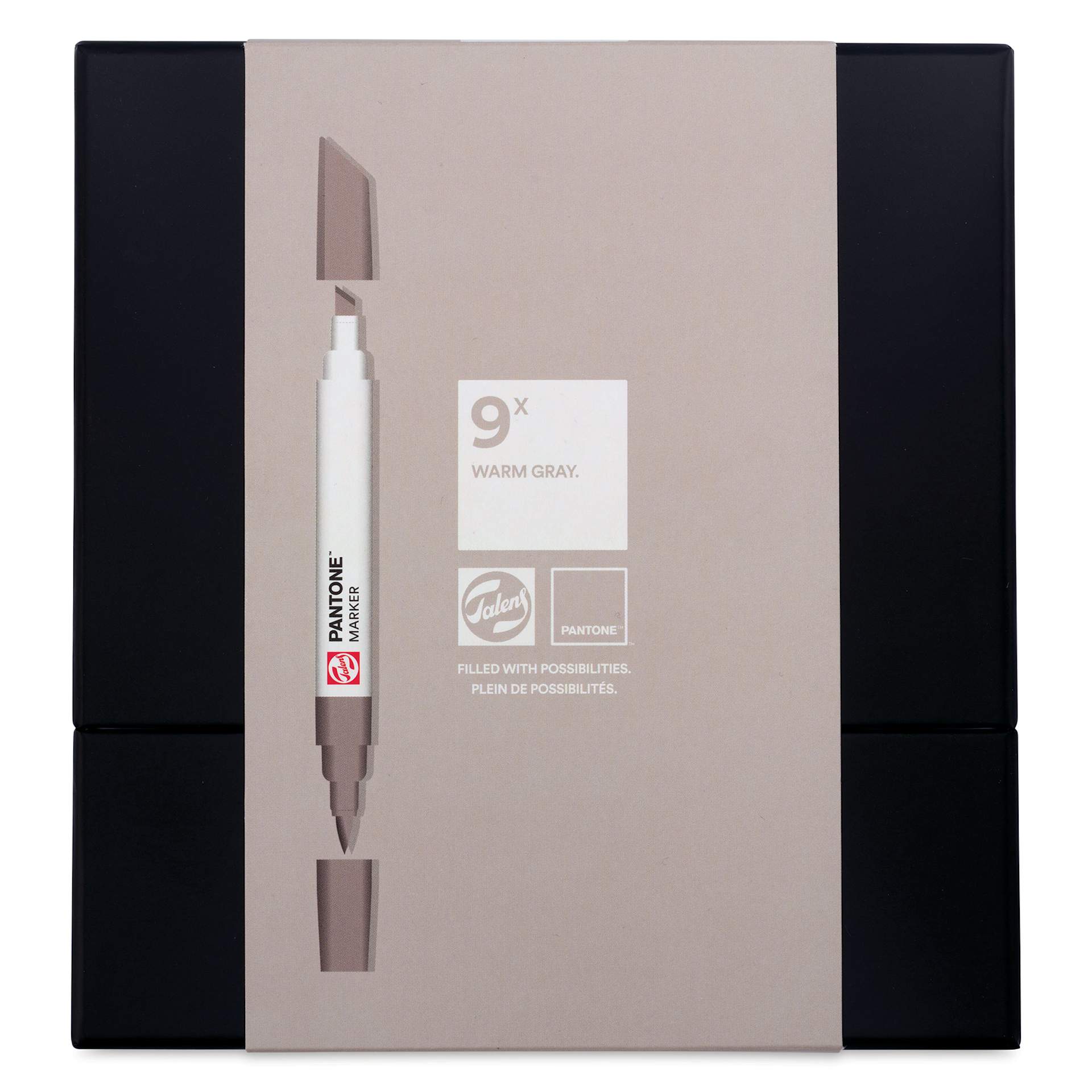 Pantone Dual Tip Markers - Warm Gray, Set of 9, front of the packaging