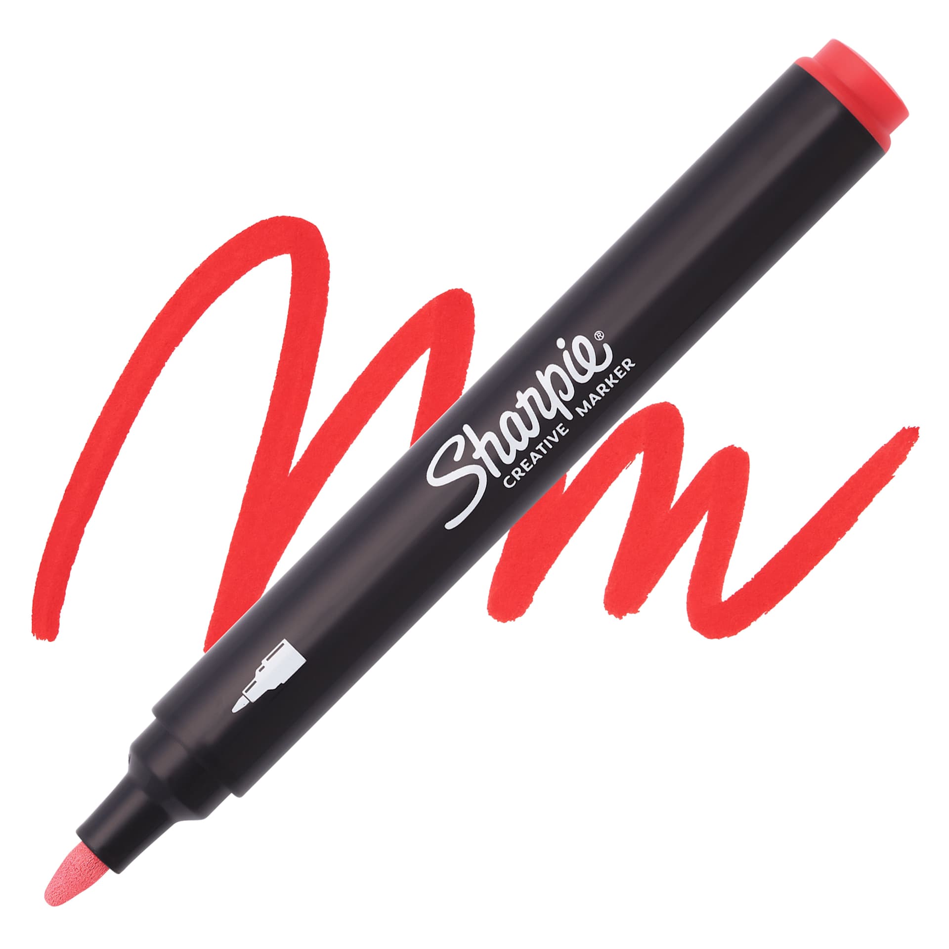 Sharpie Creative Acrylic Marker - Red, Bullet Tip swatch and marker